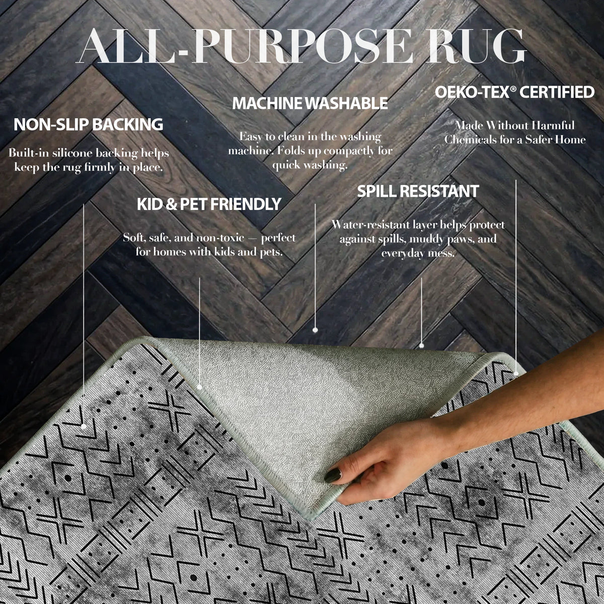 Velano - Geometric Washable Runner Hallway Rug - 60x240cm – view 3