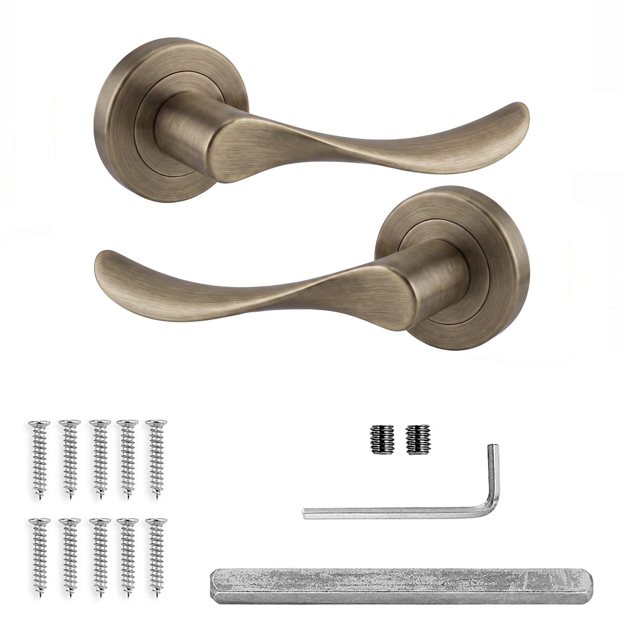 Nimbus Antique Brass Door Lever Handles - Pair of Handles