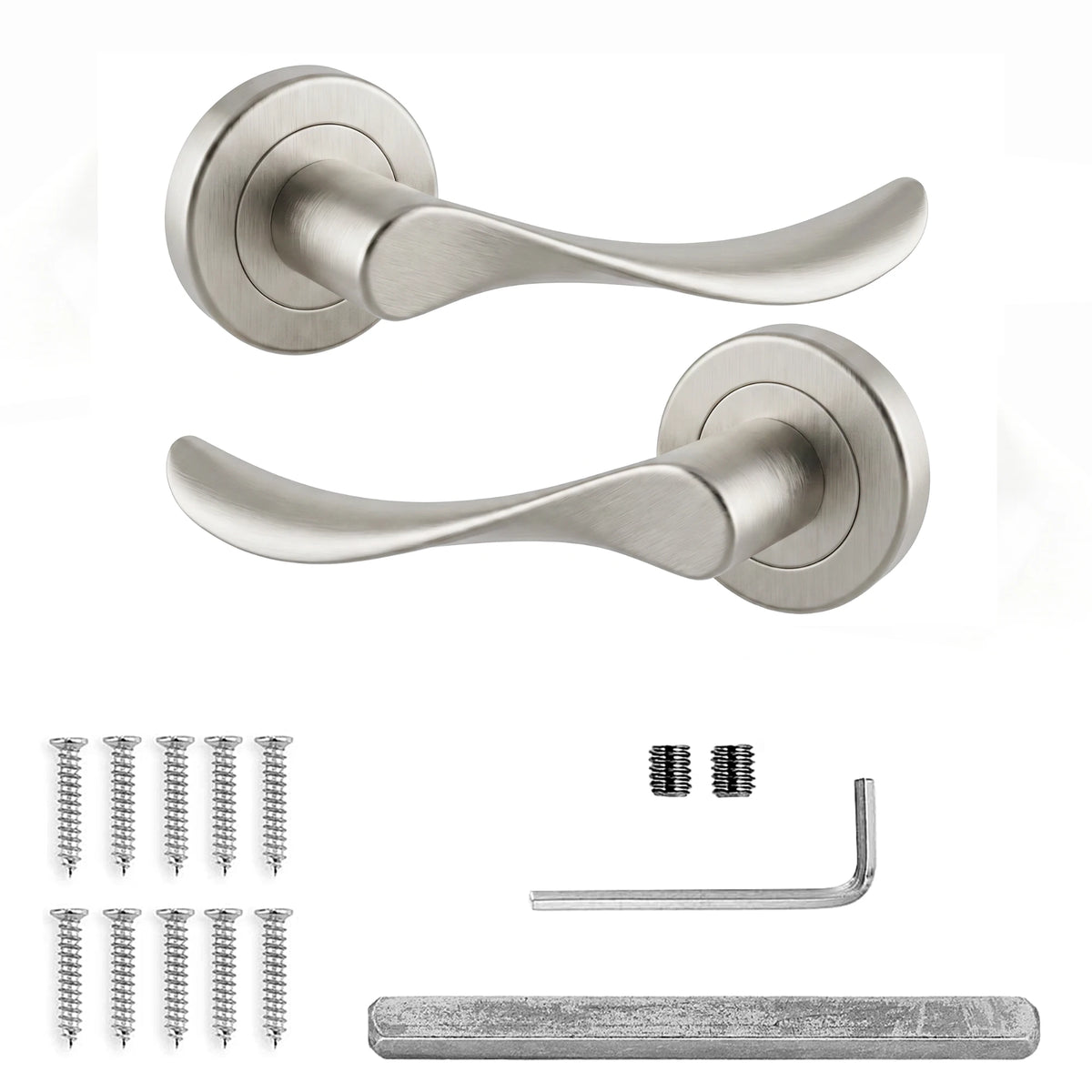 Nimbus Satin Nickel Door Lever Handles - Pair of Handles