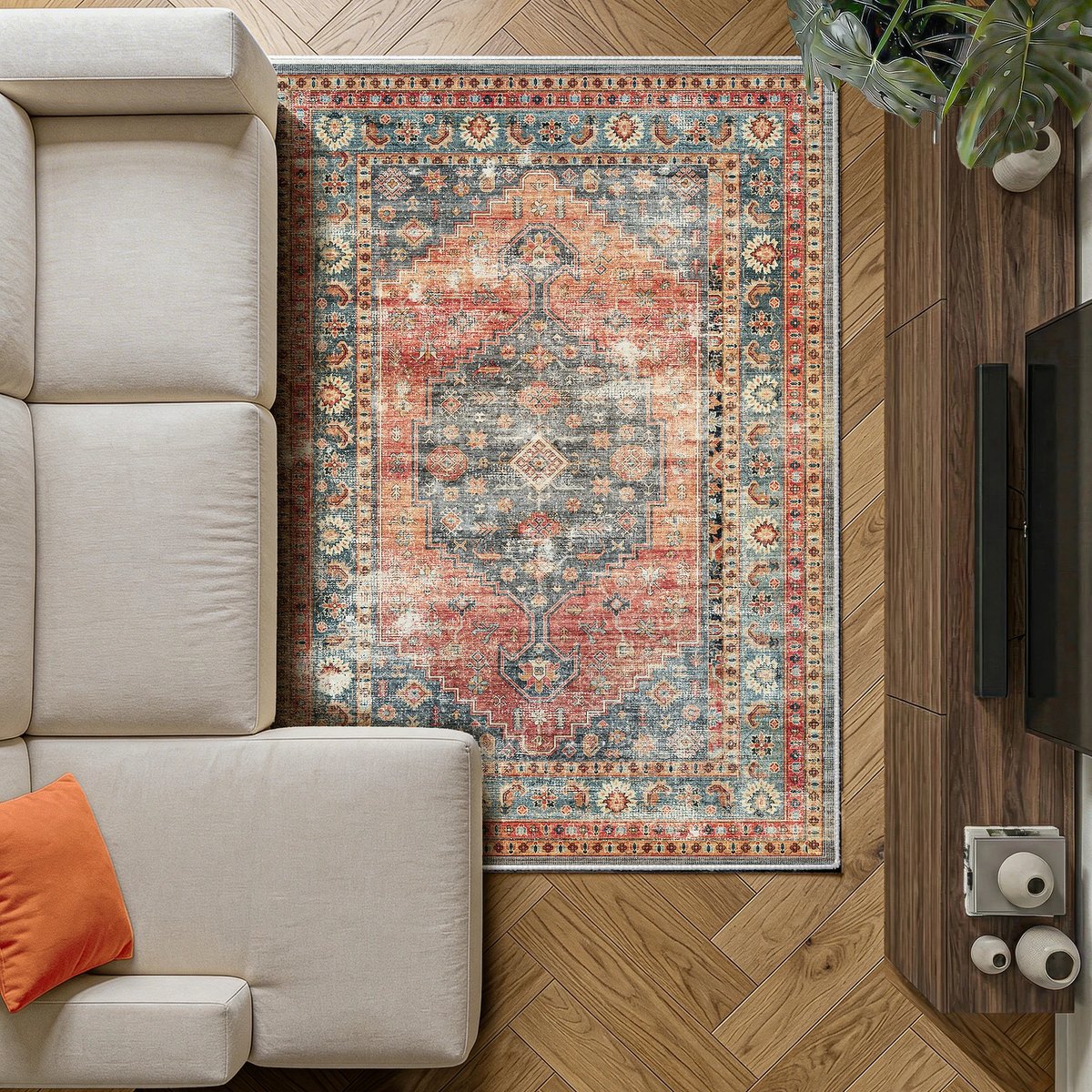 Calmere - Vintage Washable Area Rug - 120x170cm