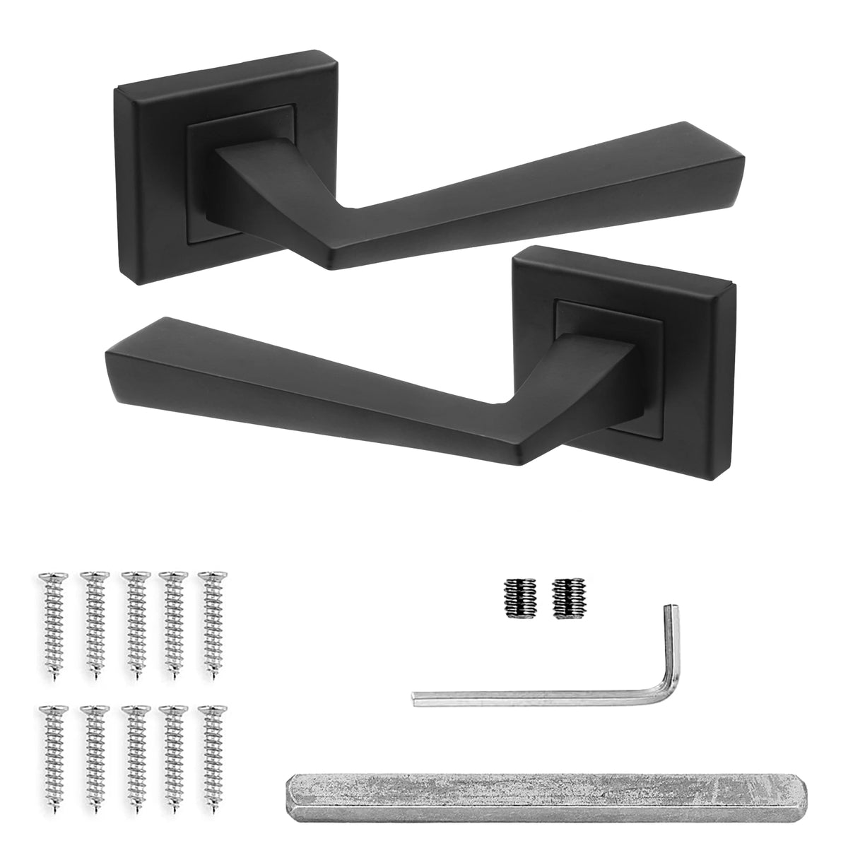 Helix Matt Black Door Lever Handles - Pair of Handles