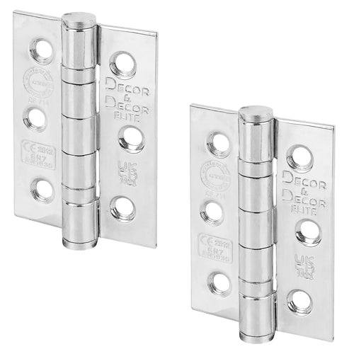 Ball Bearing Fire Rated Door Hinges - 76mm - Pair -  Polished Chrome