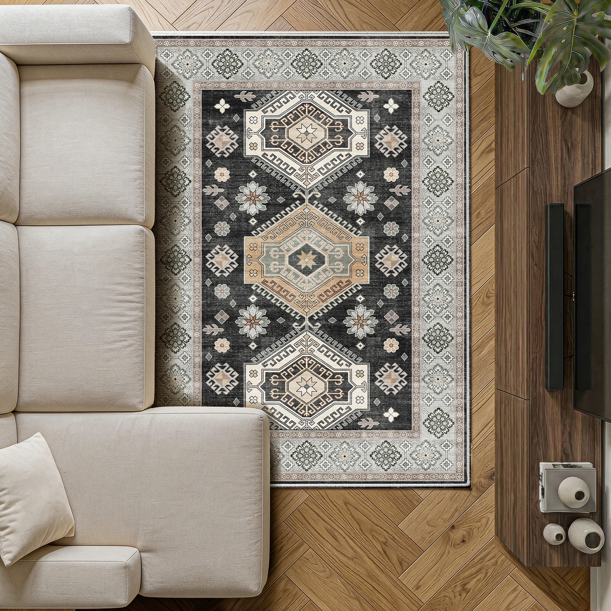 Duskra - Persian Washable Dining Room Area Rug - 120x170cm
