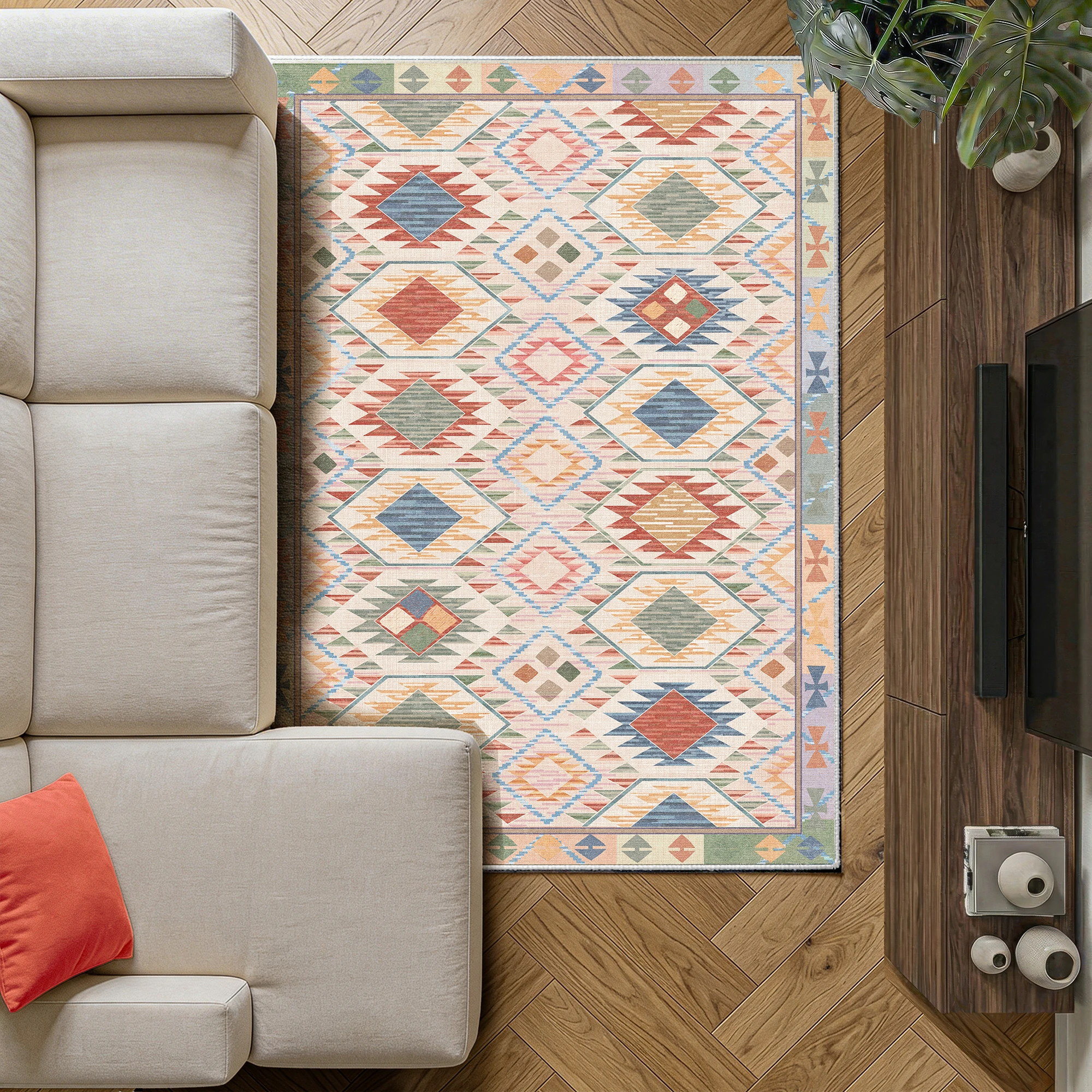 Elaris - Moroccan Washable Living Room Area Rug - 120x170cm