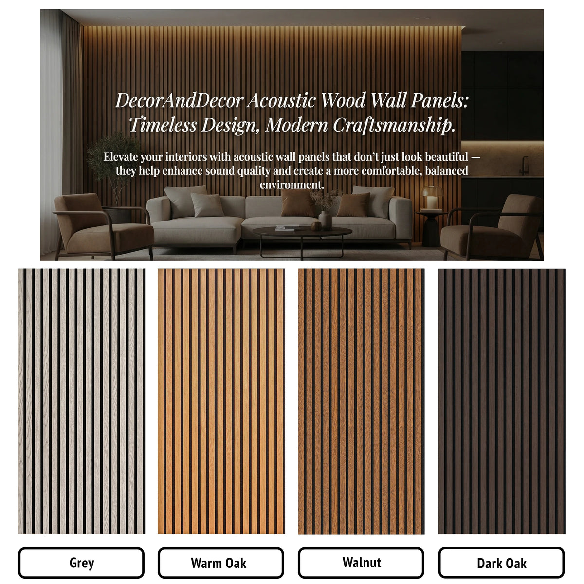 Acoustic Slat Wood Wall Panel - Grey Oak - SAMPLE – view 6