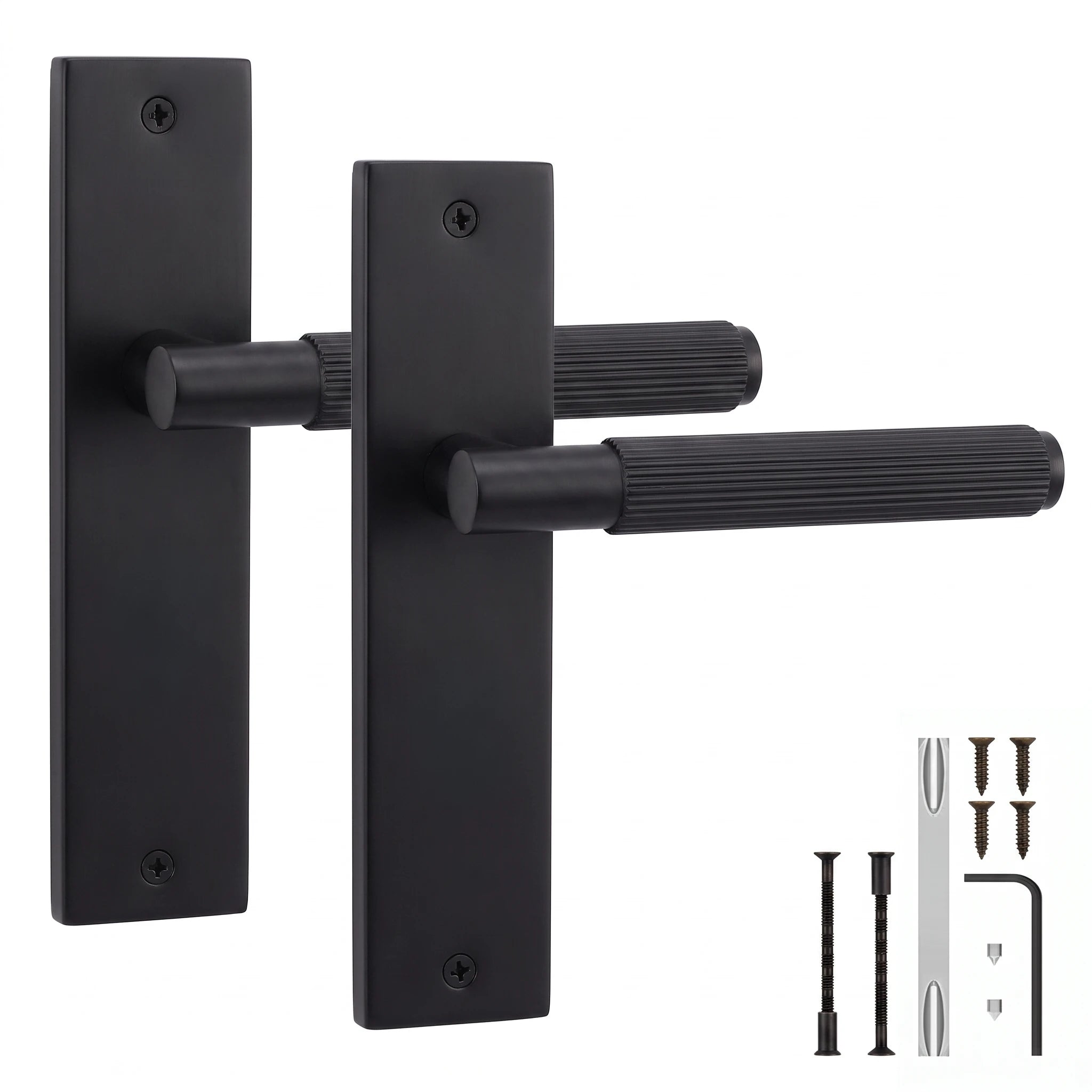 Hera Door Handle on Backplate - Plain - Matt Black