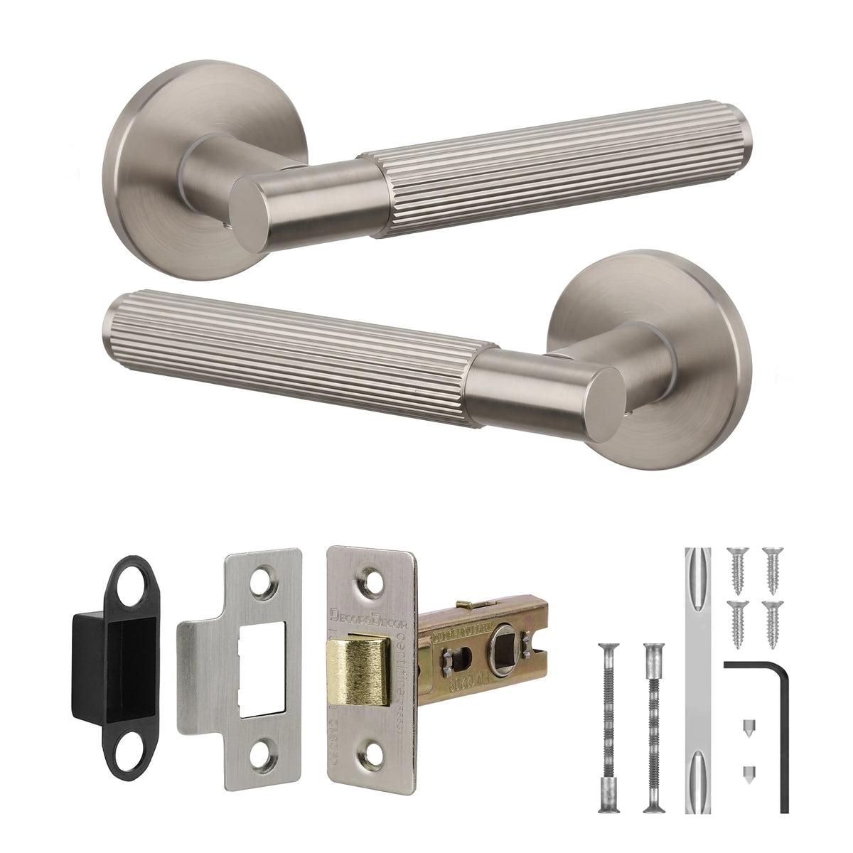 Hera Satin Nickel Passage Door Handles - Latch Kit Set