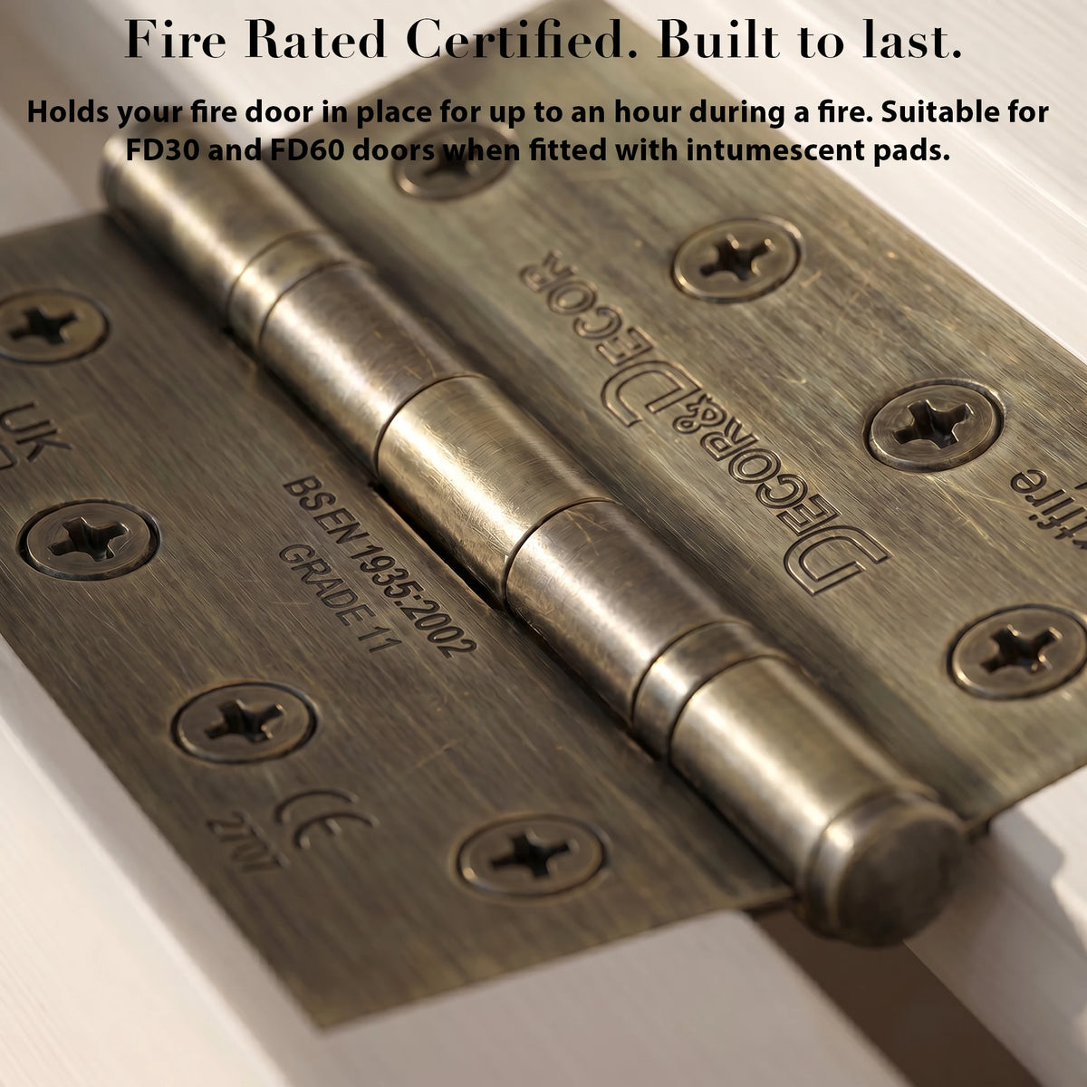 Ball Bearing Fire Rated Door Hinges - 102mm - Pair - Antique Brass – view 5