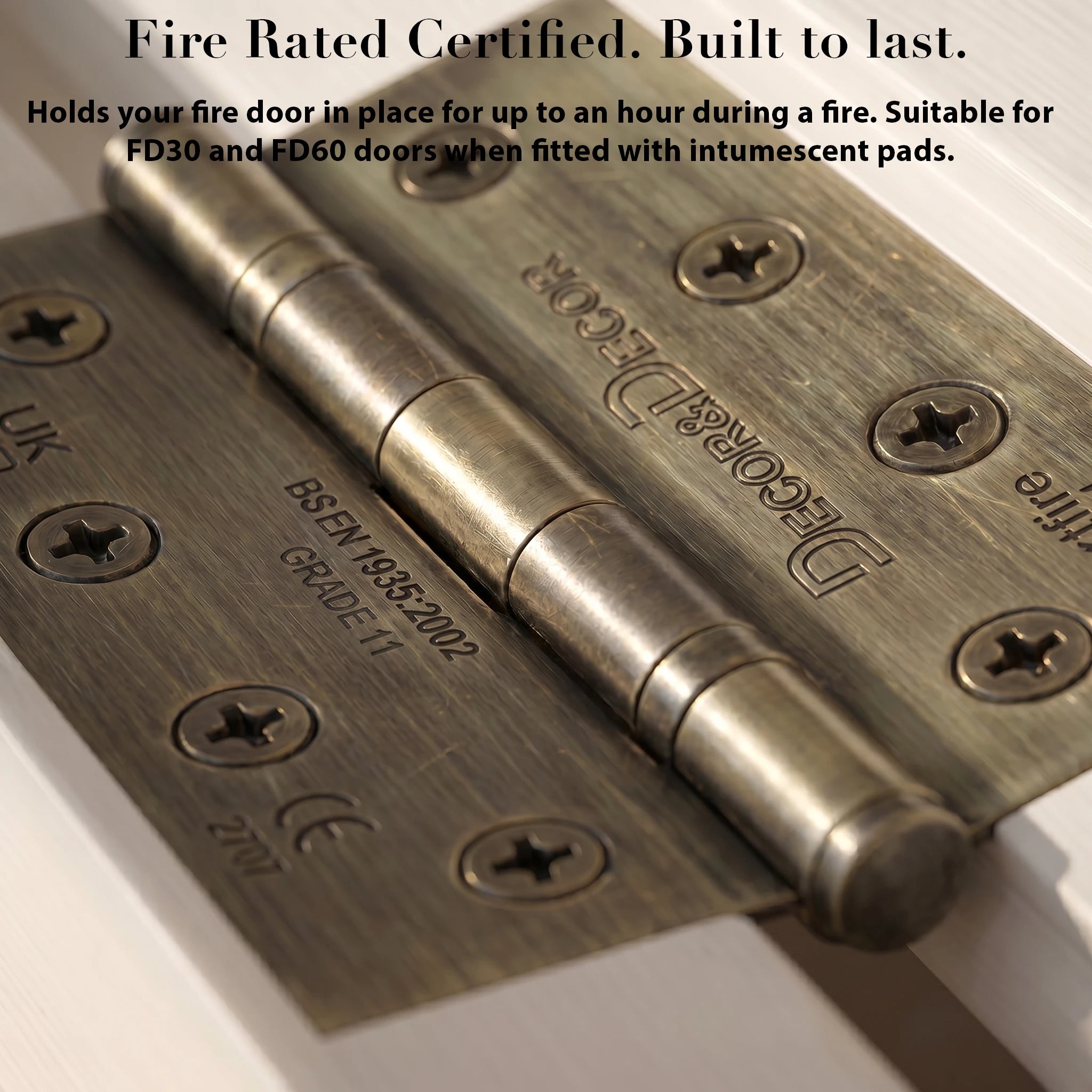 Ball Bearing Fire Rated Door Hinges - 102mm - Pair - Antique Brass – view 5