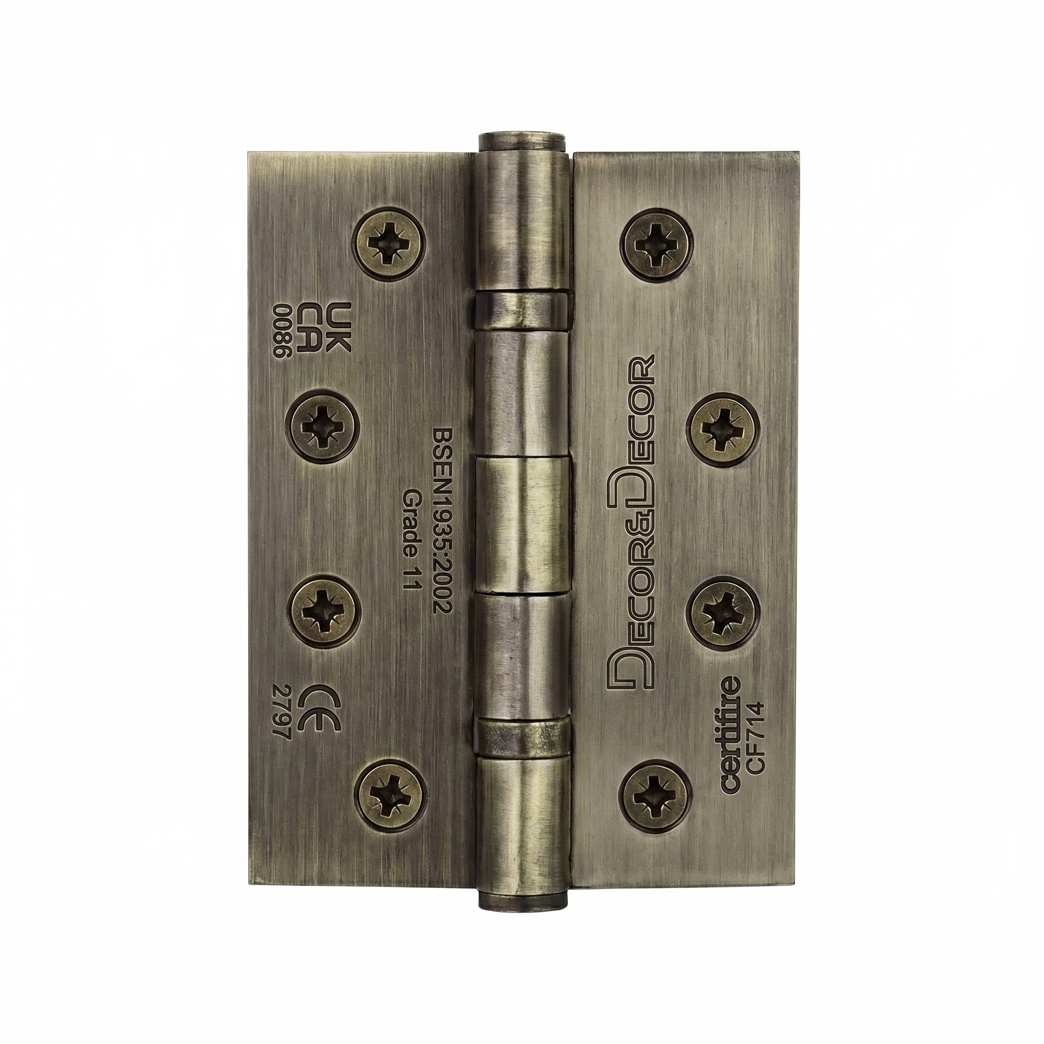 Ball Bearing Fire Rated Door Hinges - 102mm - Pair - Antique Brass