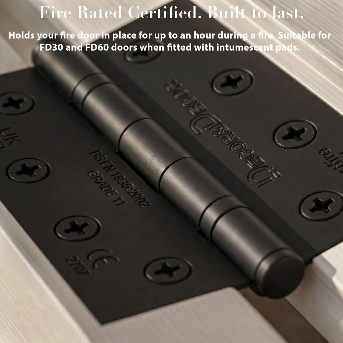 Ball Bearing Fire Rated Door Hinges - 102mm - Pair - Matt Black – view 5