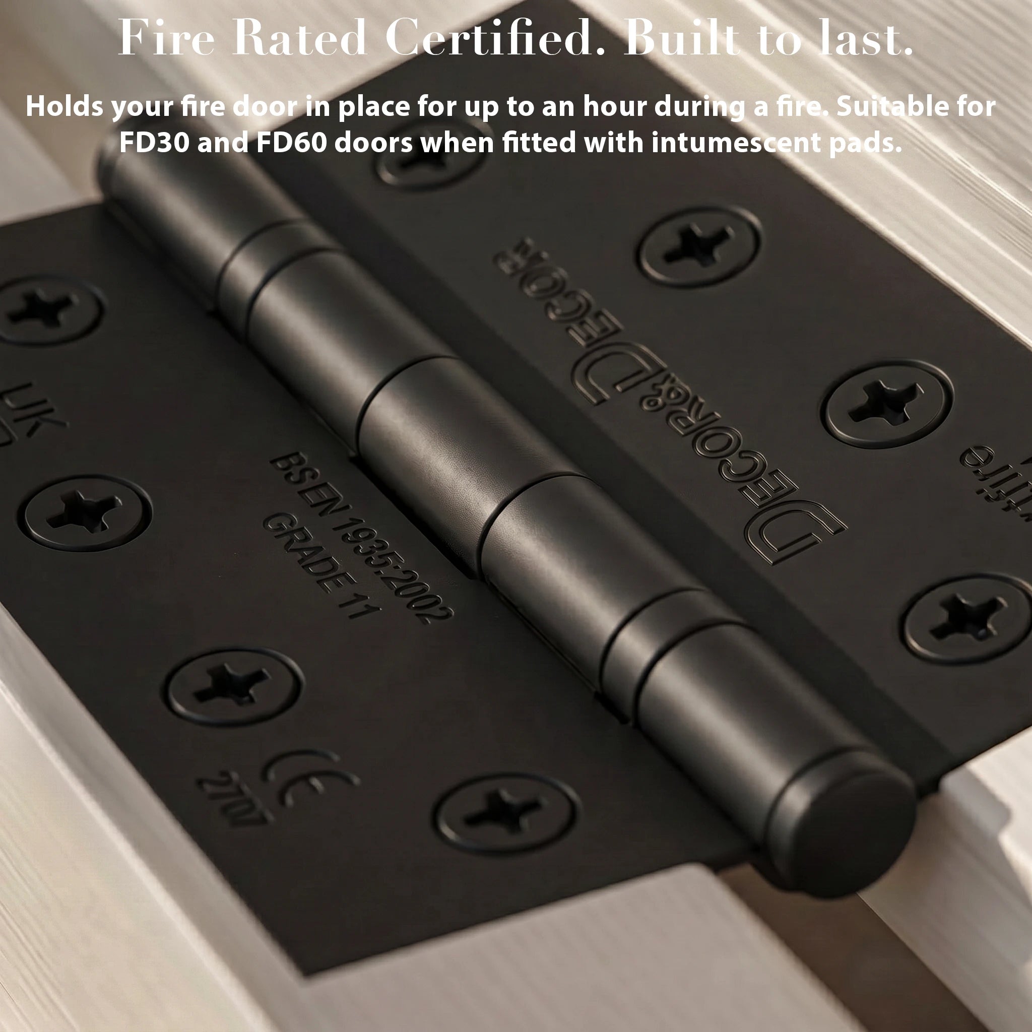 Ball Bearing Fire Rated Door Hinges - 102mm - Pair - Matt Black – view 5