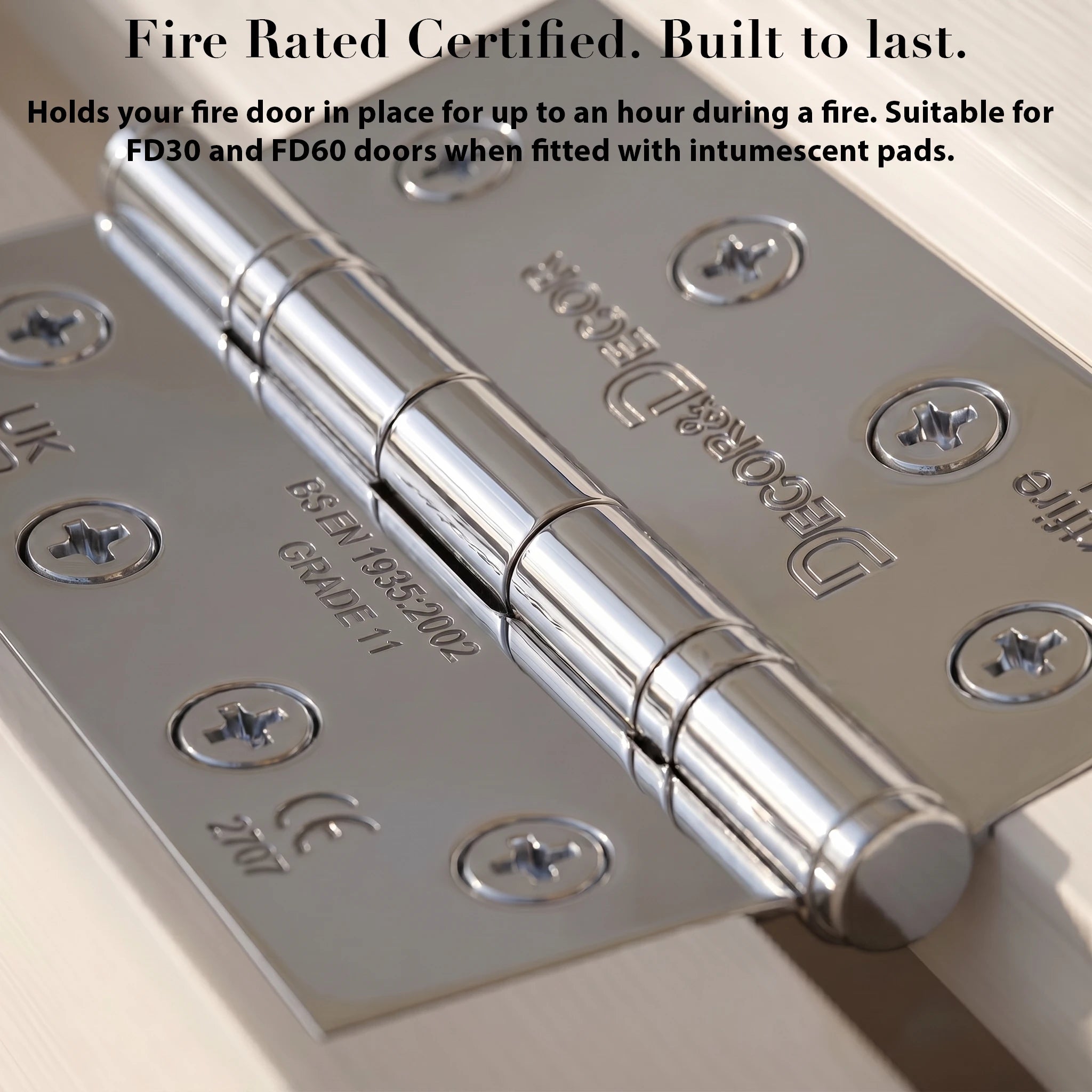 Ball Bearing Fire Rated Door Hinges - 102mm - Pair -  Polished Chrome – view 5