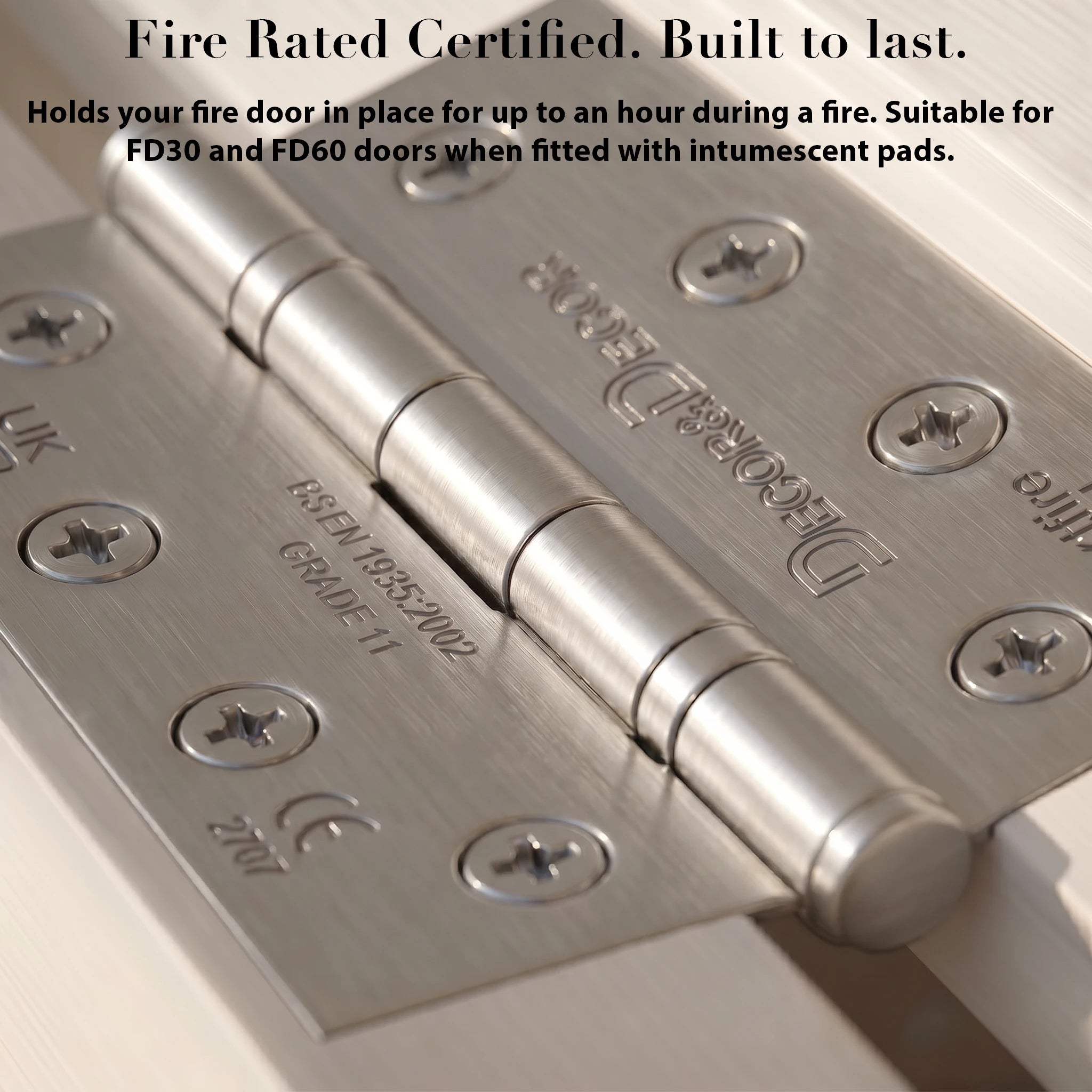 Ball Bearing Fire Rated Door Hinges - 102mm - Pair - Satin Nickel – view 4