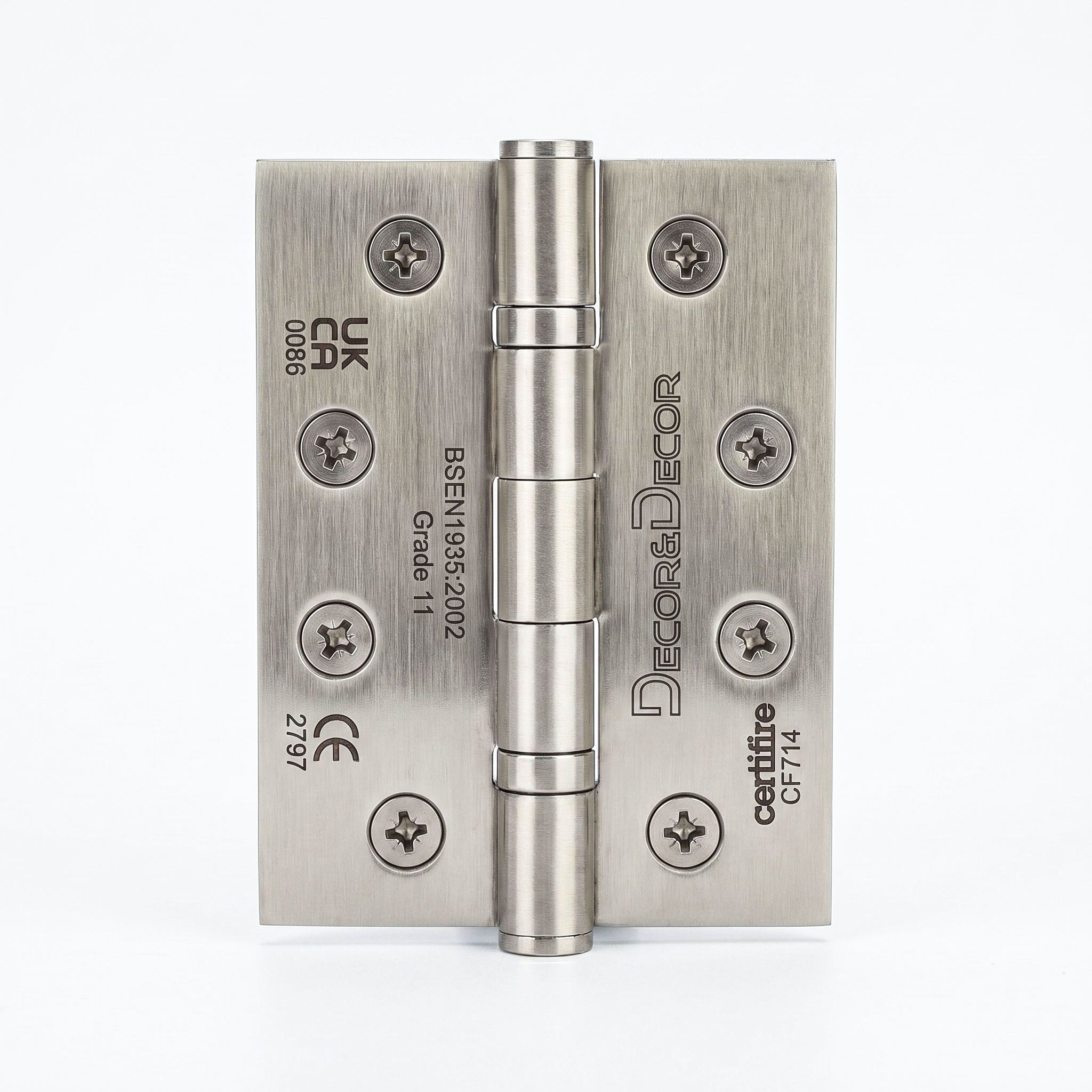 Ball Bearing Fire Rated Door Hinges - 102mm - Pair - Satin Nickel