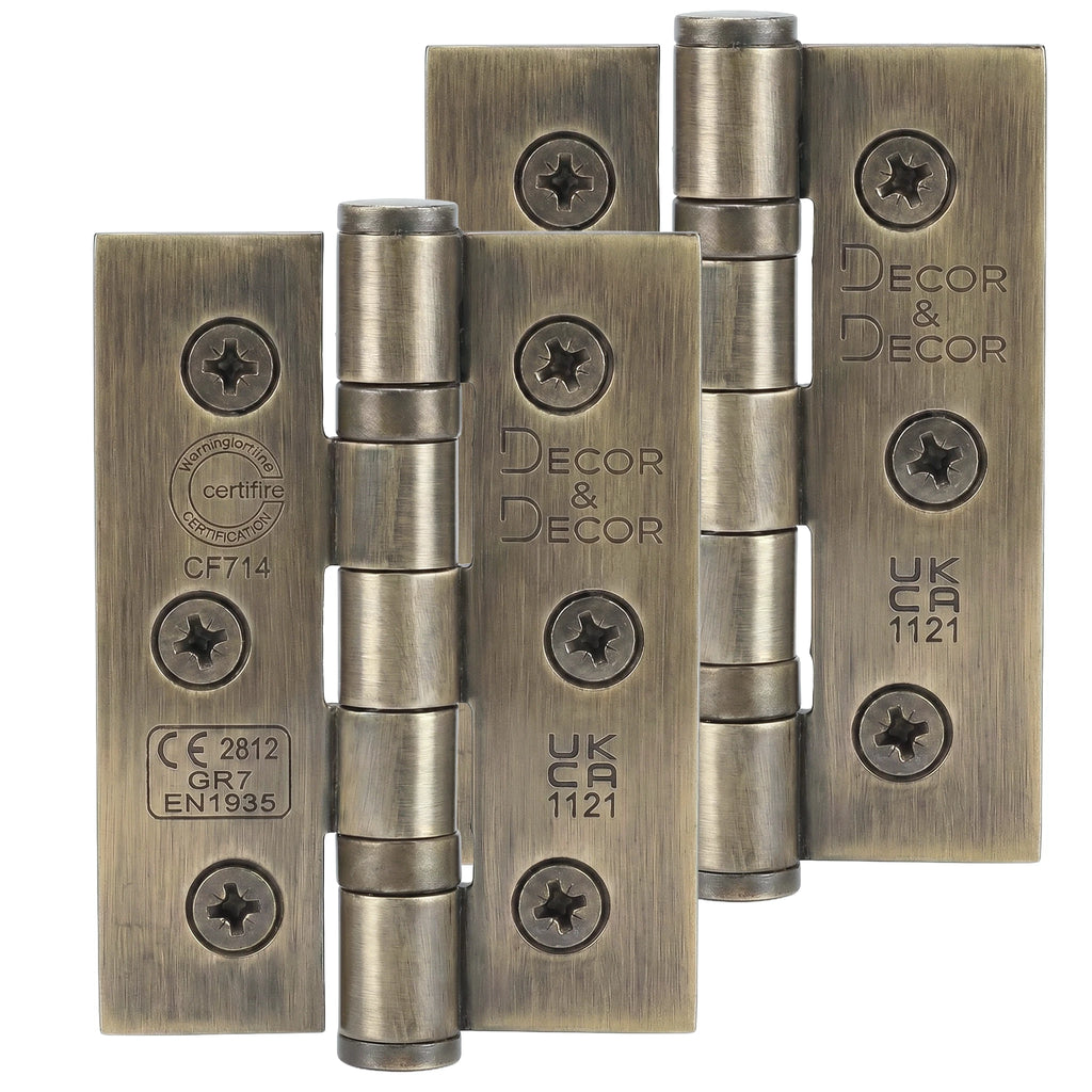 Ball Bearing Fire Rated Door Hinges 76mm Pair Antique Brass