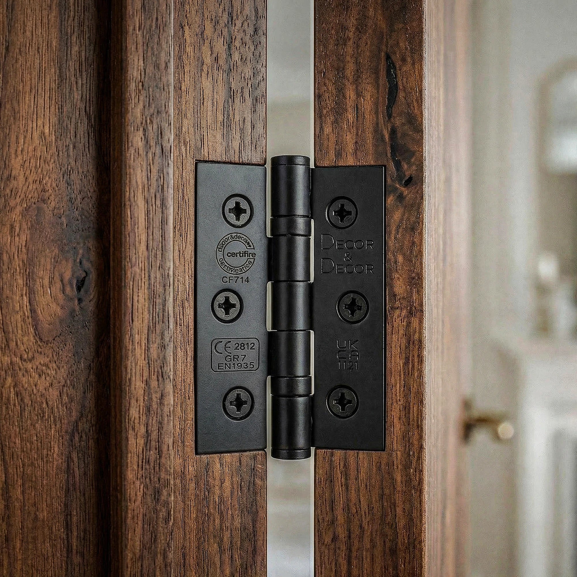 Ball Bearing Fire Rated Door Hinges - 76mm - Pair - Matt Black – in a styled room setting