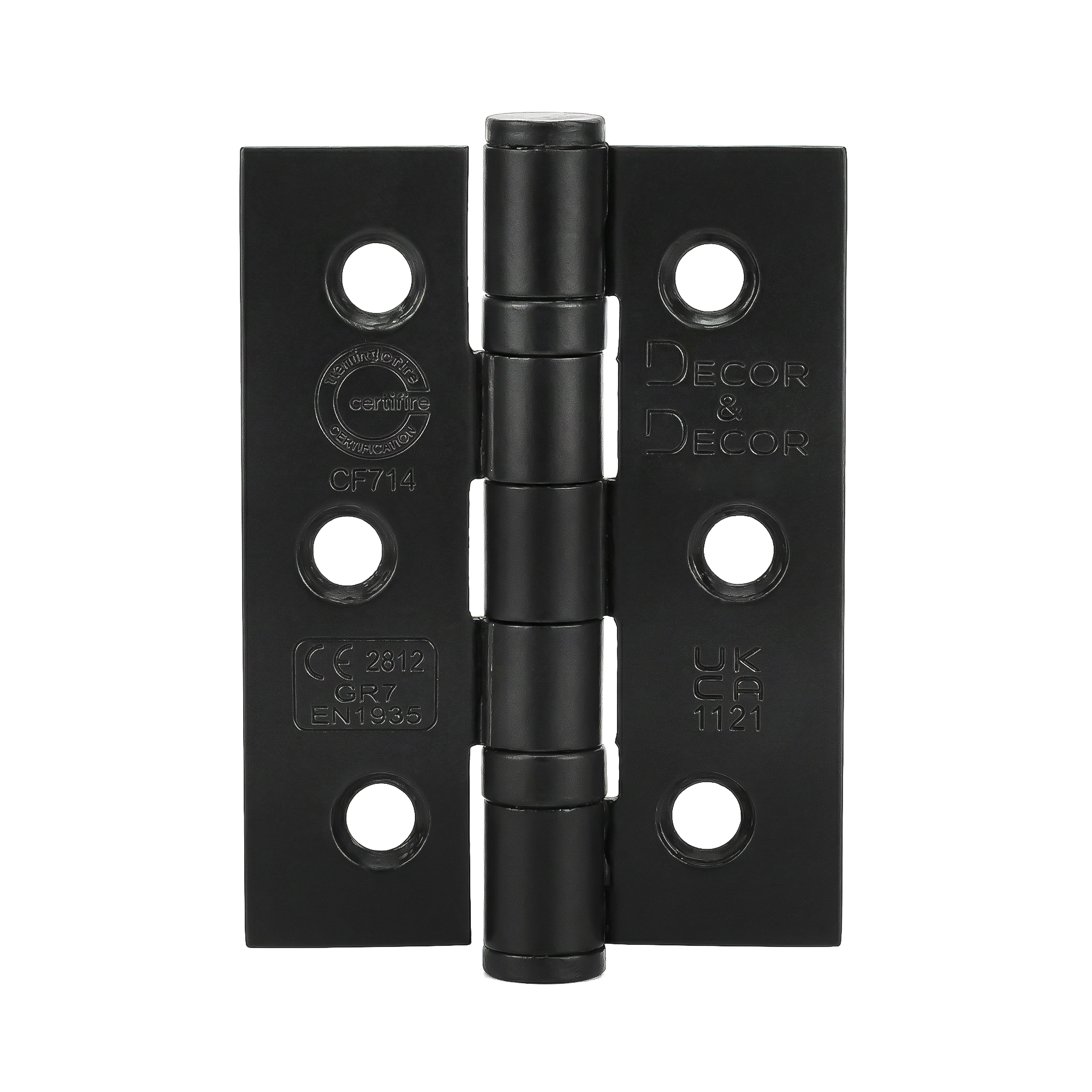 Ball Bearing Fire Rated Door Hinges - 3inch / 76mm - Matt Black - 4 Pairs