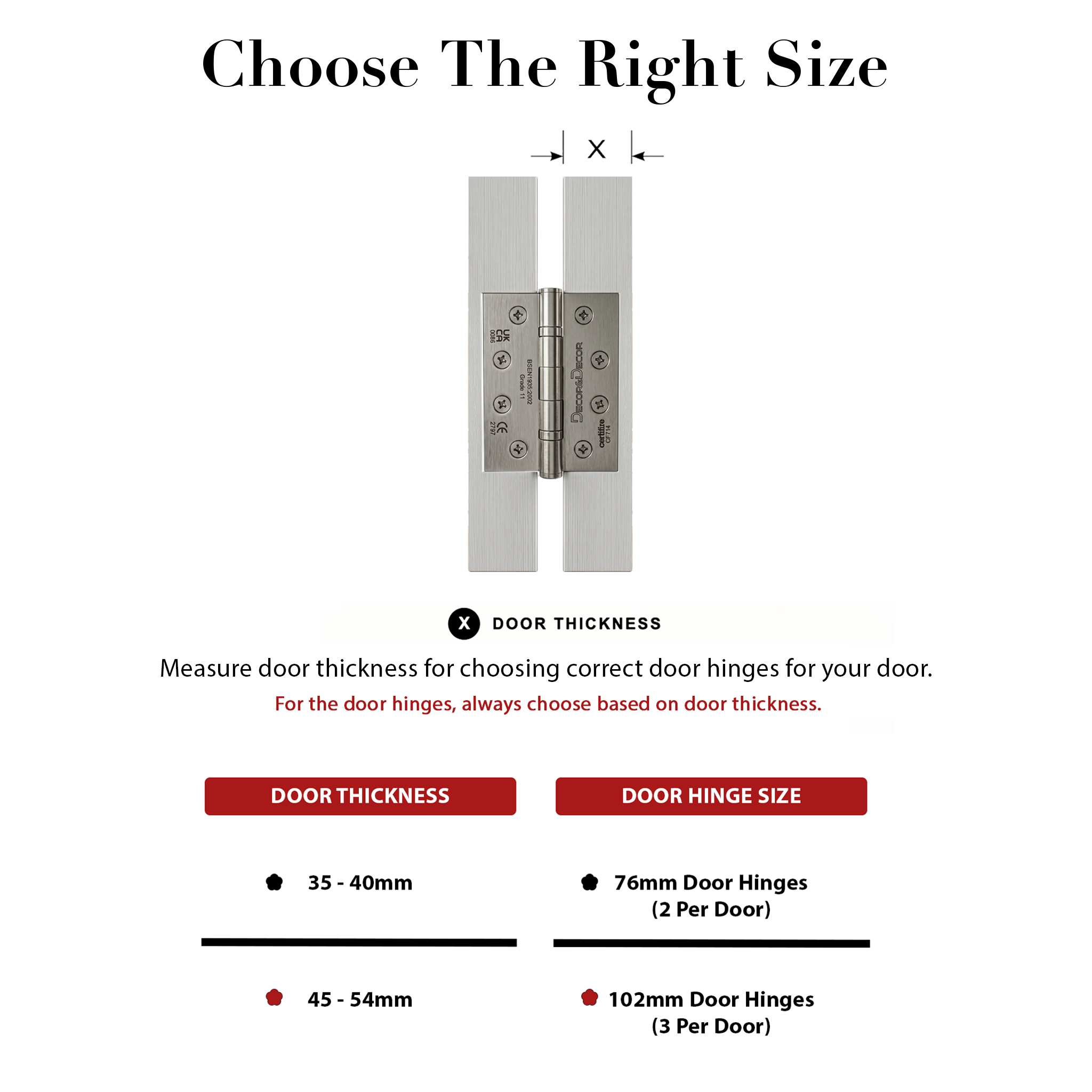 Ball Bearing Fire Rated Door Hinges - 102mm - Pair - Matt Black