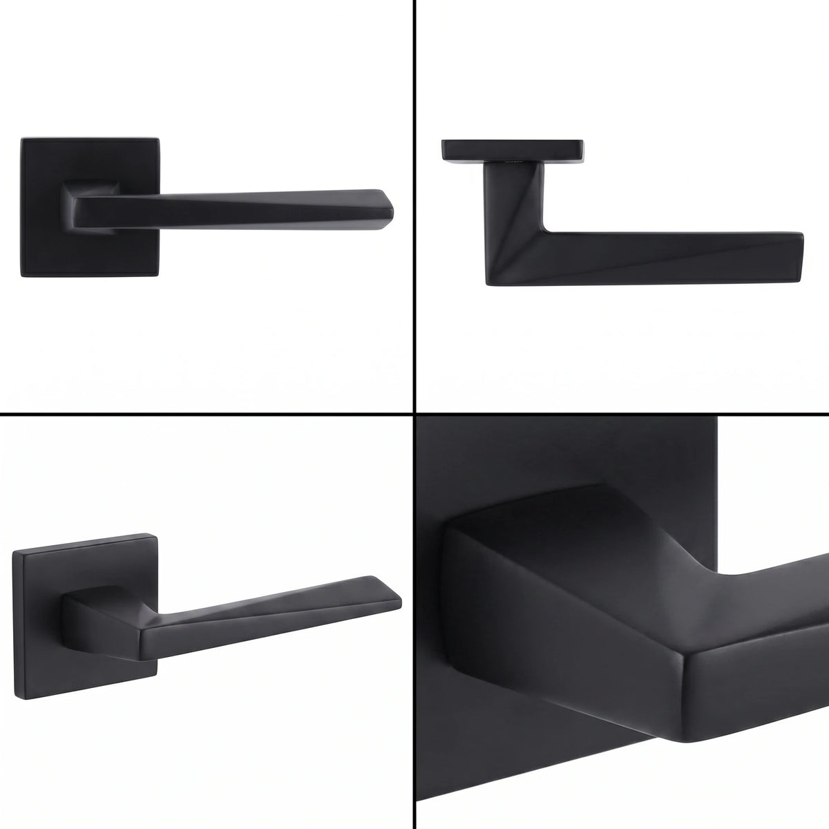 Leda Matt Black Passage Door Handles – shown from multiple angles