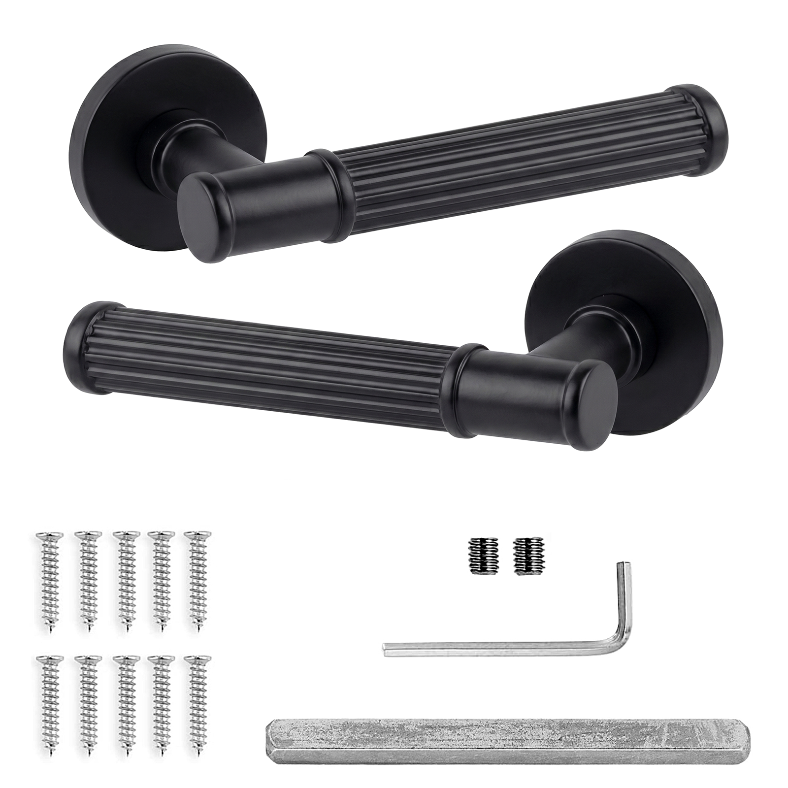 Leto Matt Black Door Lever Handles - Pair of Handles