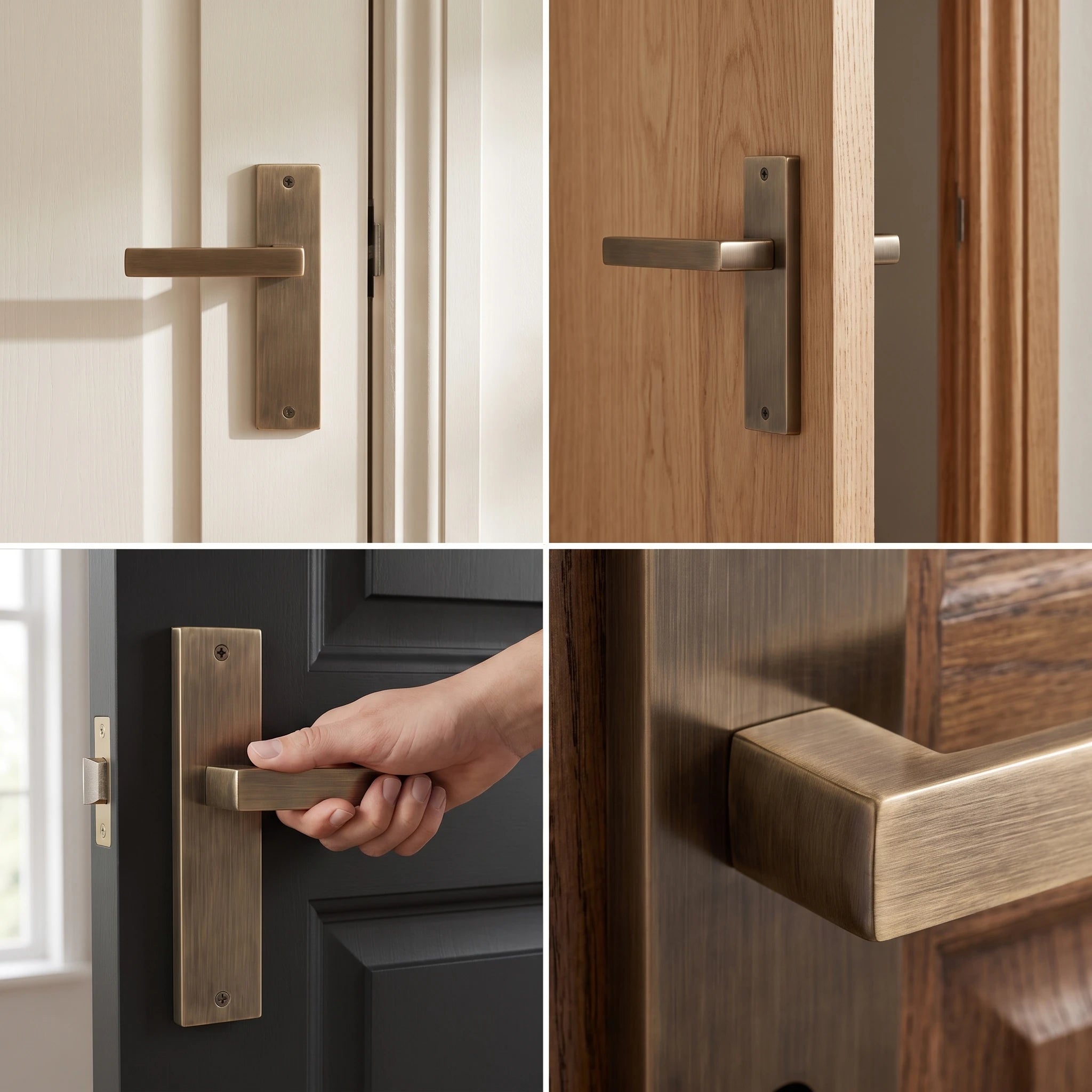 Lumina Door Handle on Backplate – fitted on an interior door in a styled room setting