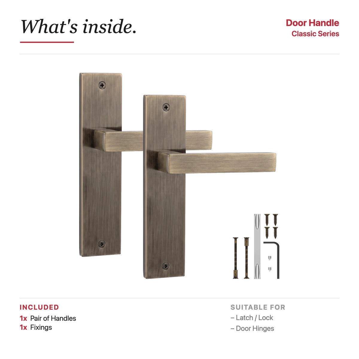 Lumina Door Handle on Backplate – showing what's included in the box