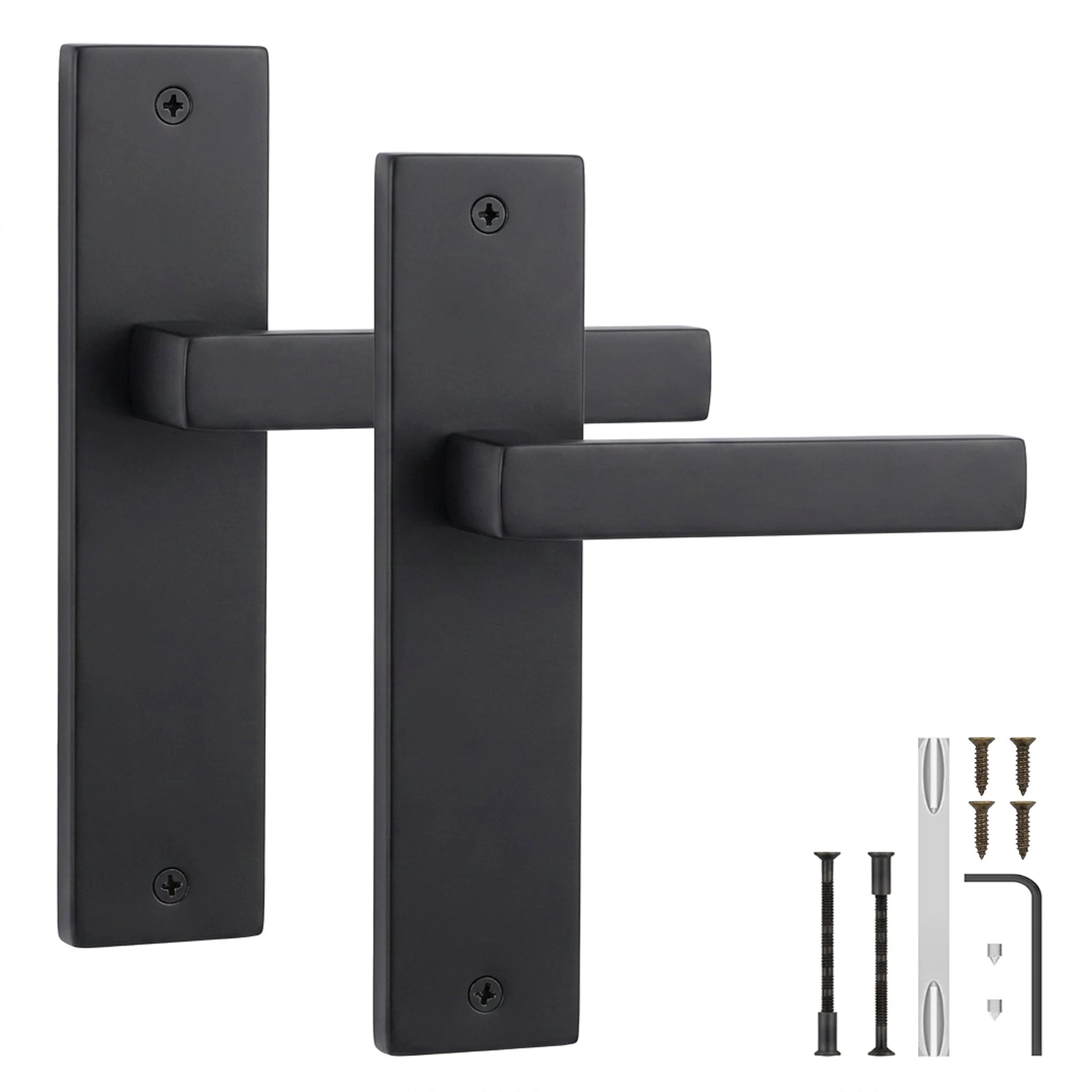 Lumina  Door Handle on Backplate - Plain - Matt Black