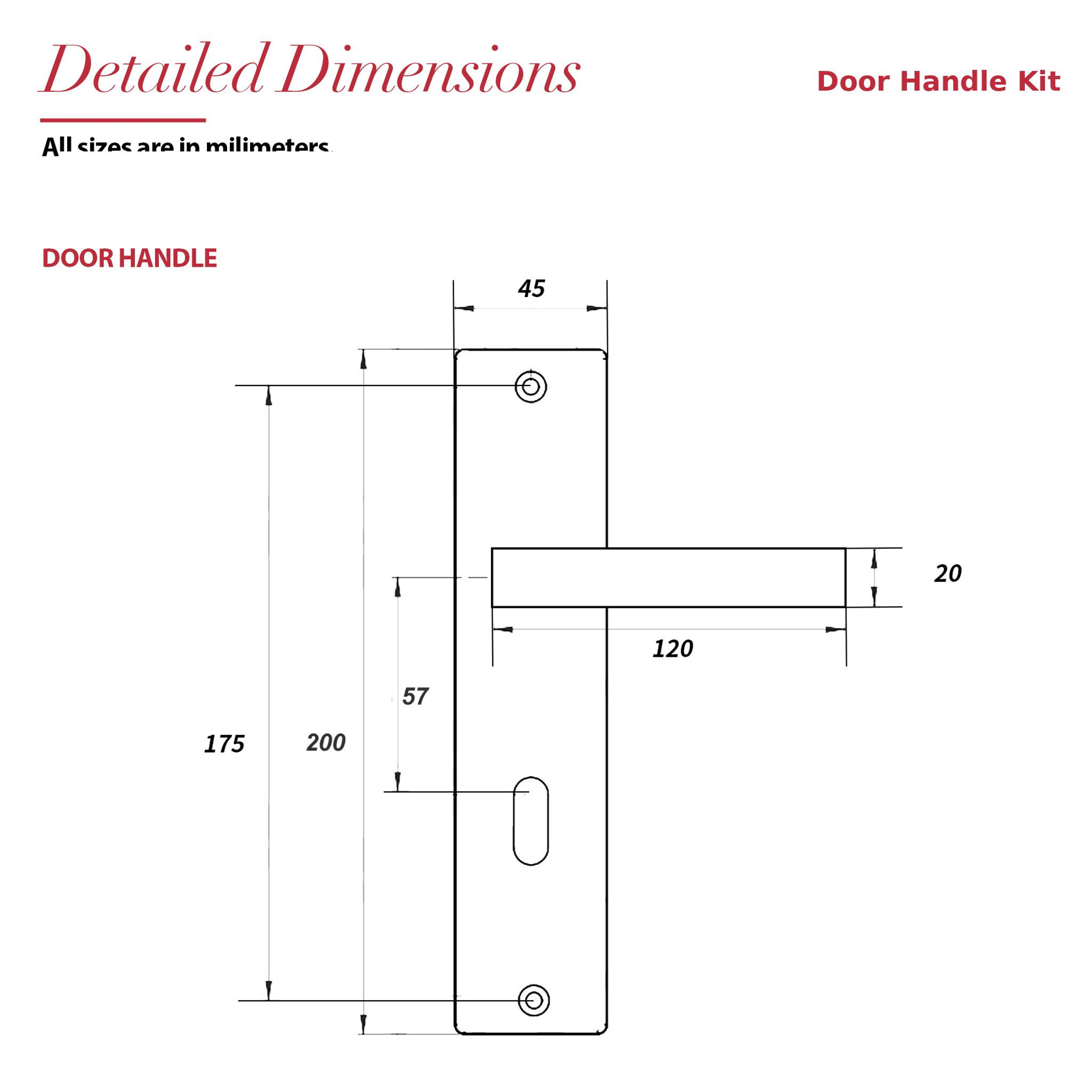 Lumina Matt Black Door Lever Handles on Backplate – dimensions and measurements diagram