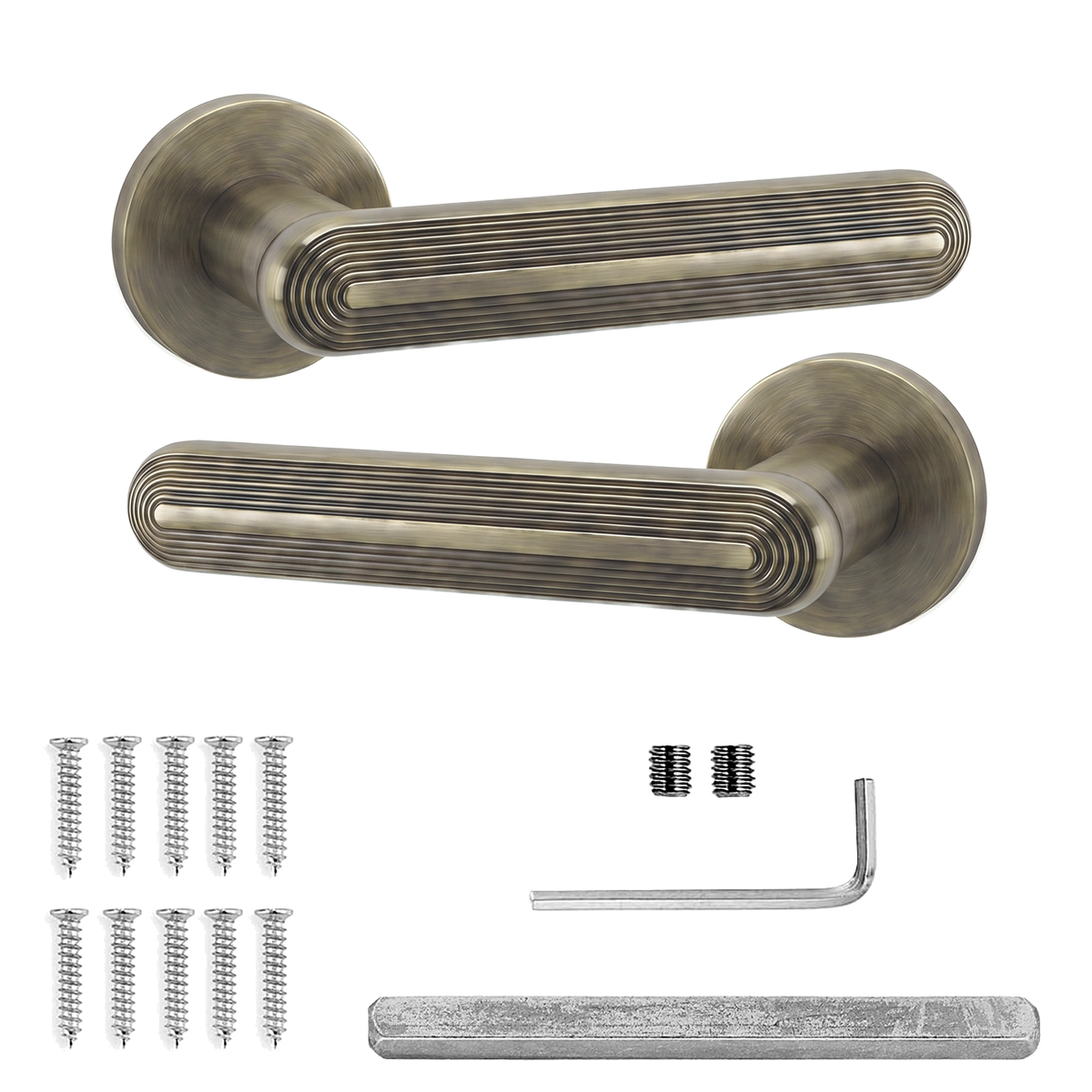 Marin Antique Brass Door Lever Handles - Pair of Handles