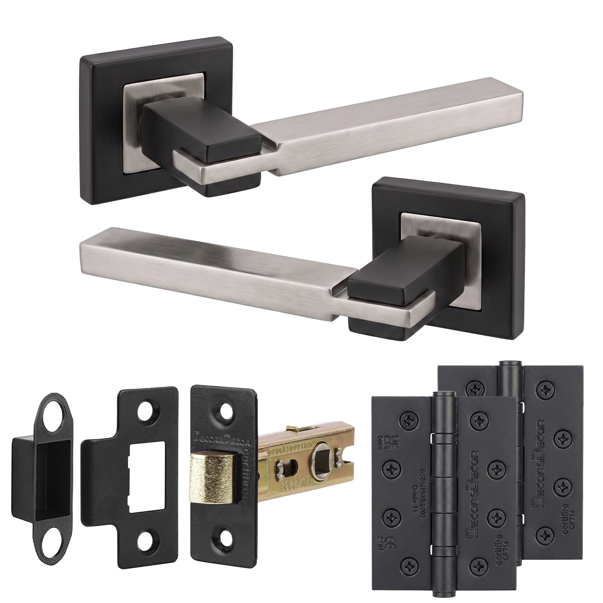 Nexus Duo Finish Passage Door Lever Handles - Hinge Kit 102mm