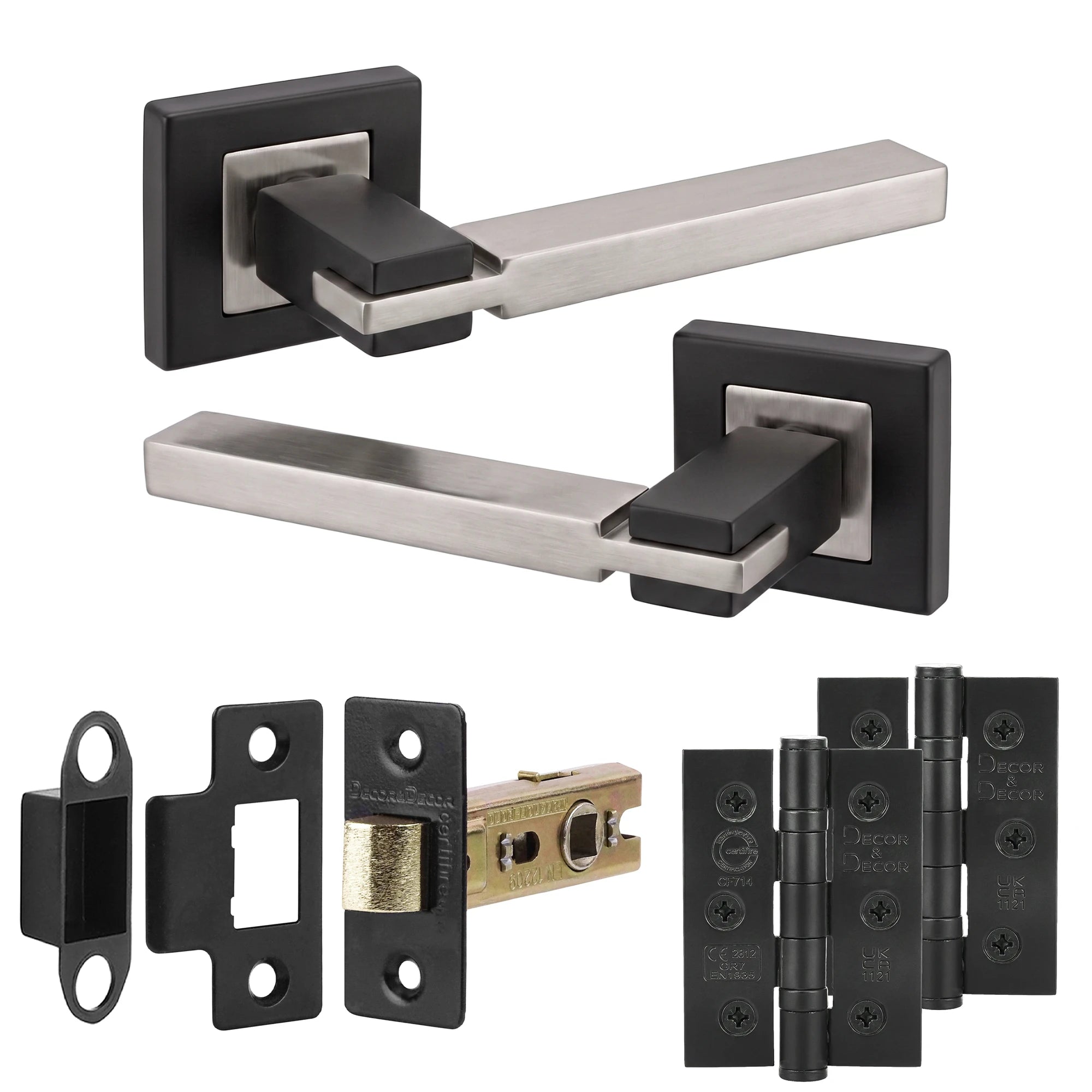 Nexus Duo Finish Passage Door Lever Handles - Latch and Hinge Set