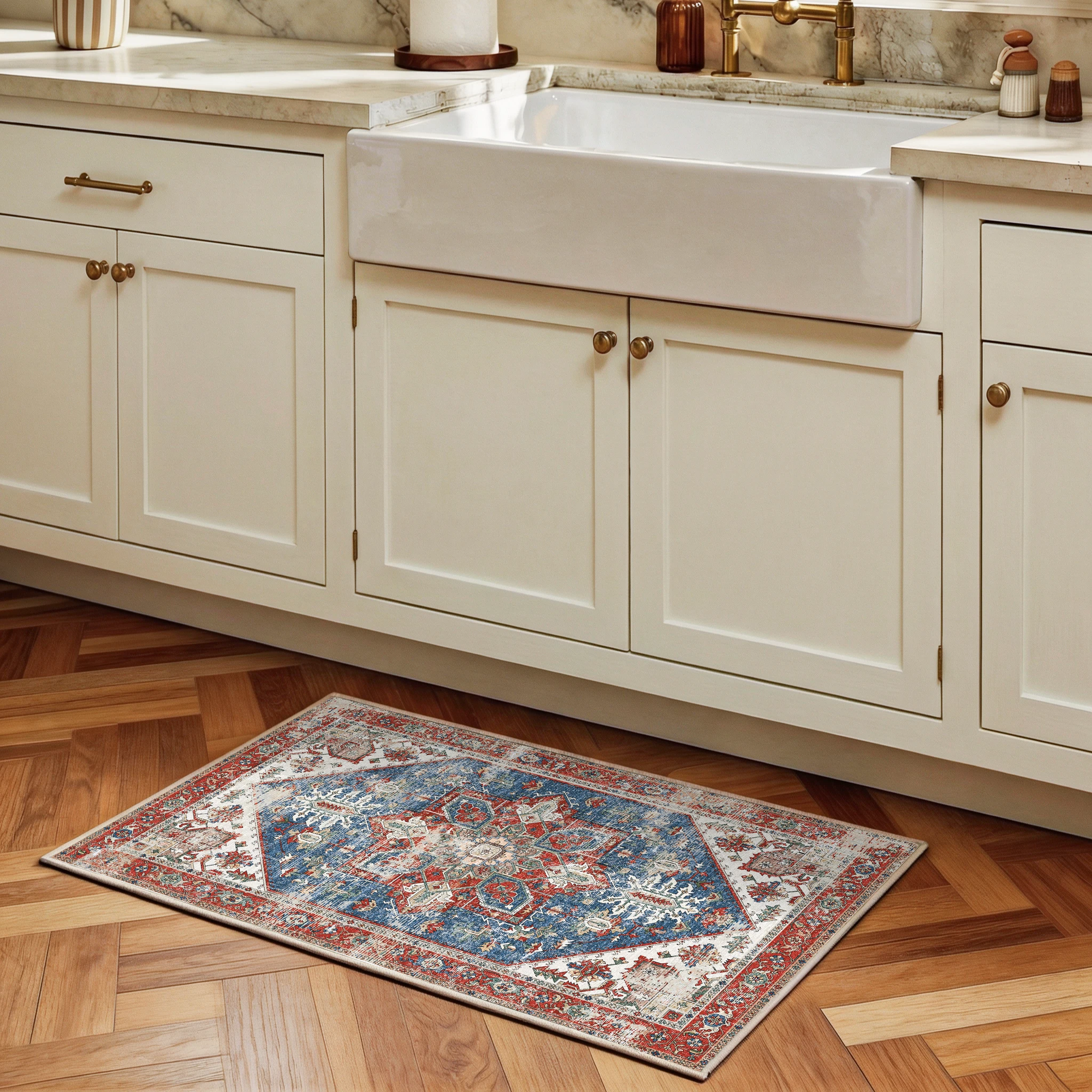 Mirela - Distressed Washable Bathroom Rug - 60x90cm