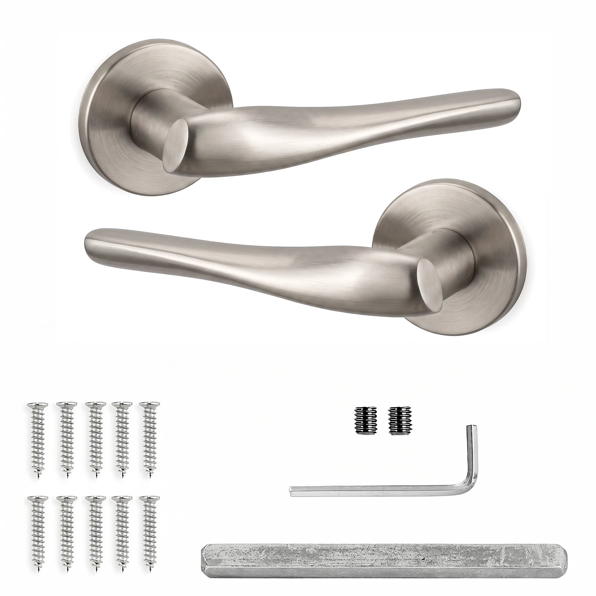 Nanda Internal Door Handles - Brushed Satin Nickel