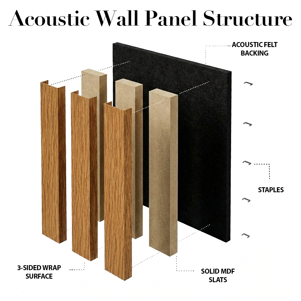 Acoustic Slat Wood Wall Panel - Oak - SAMPLE