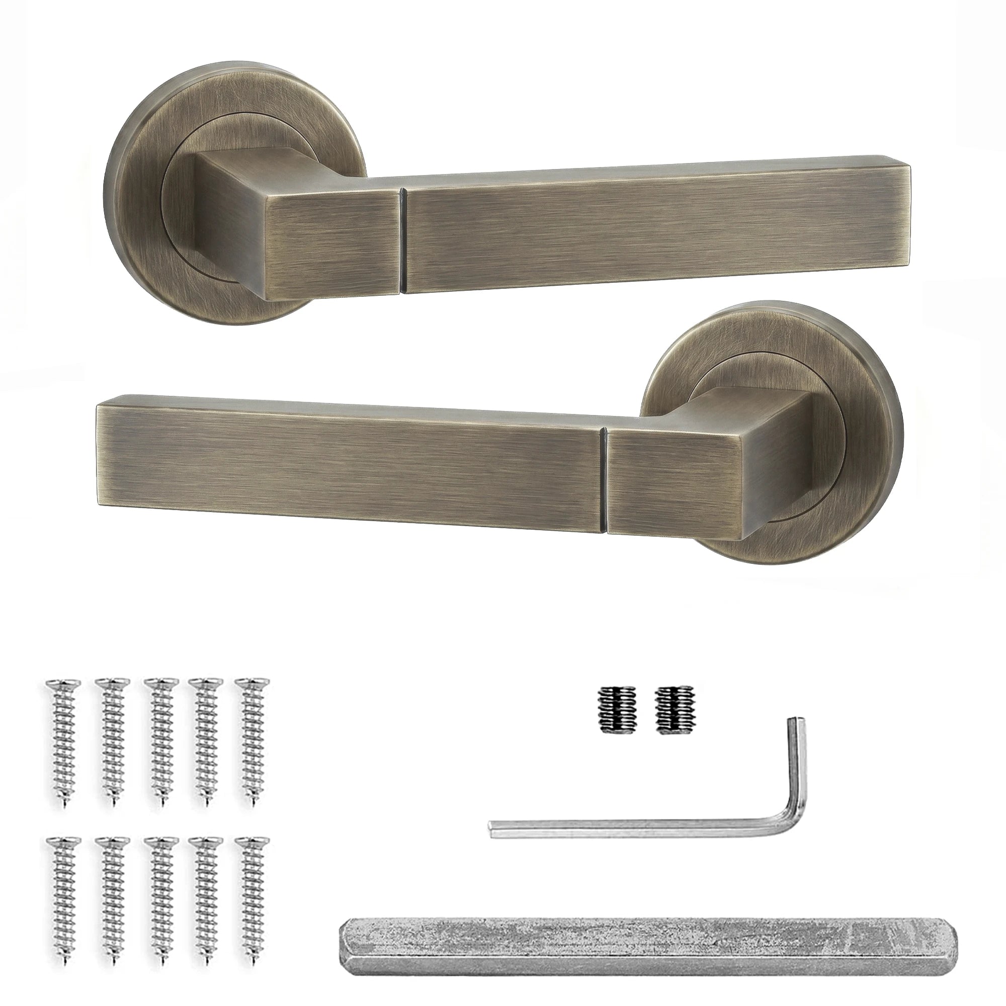 Lumina Antique Brass Door Lever Handles - Pair of Handles