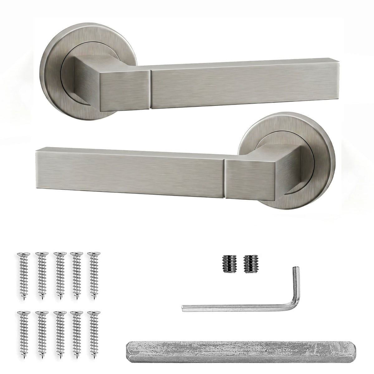 Lumina Satin Nickel Door Lever Handles - Pair of Handles