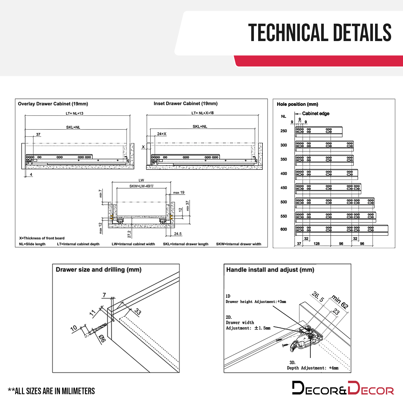 Push to Open and Soft Close Undermount Drawer Runners - Full Extension - 300mm Length - Drawer Runners - Detail View | Decoranddecor