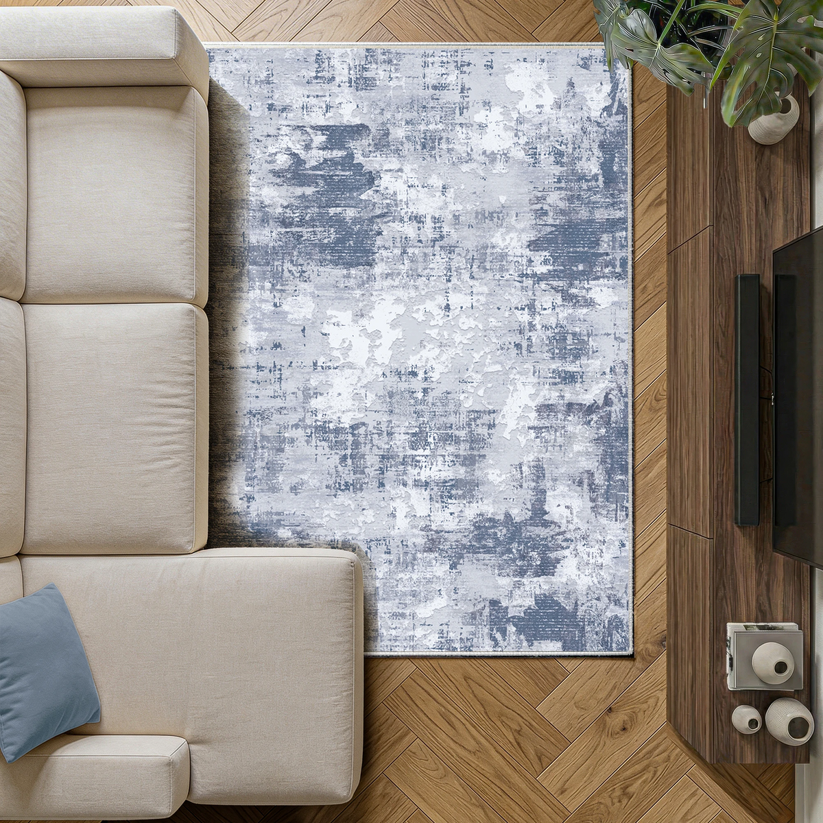 Ravine - Abstract Washable Medium Area Rug - 120x170cm