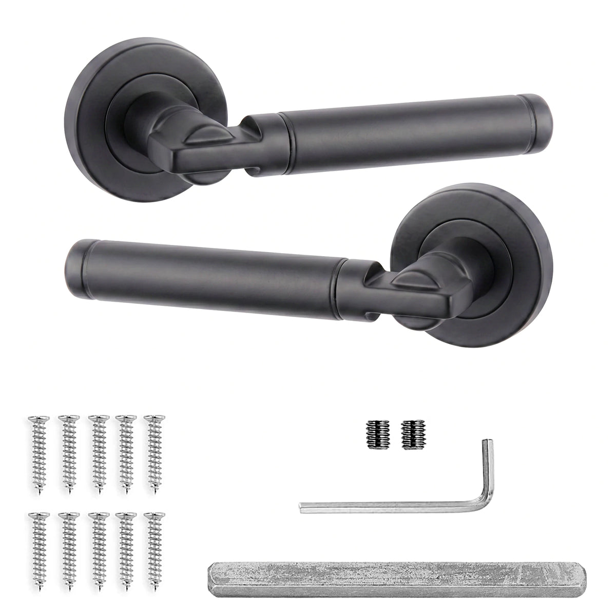 Enigma Matt Black Door Lever Handles - Pair of Handles
