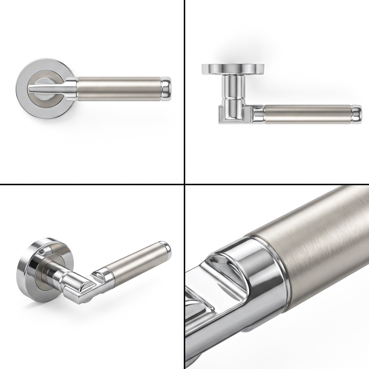 Enigma Duo Finish Door Lever Handles – shown from multiple angles