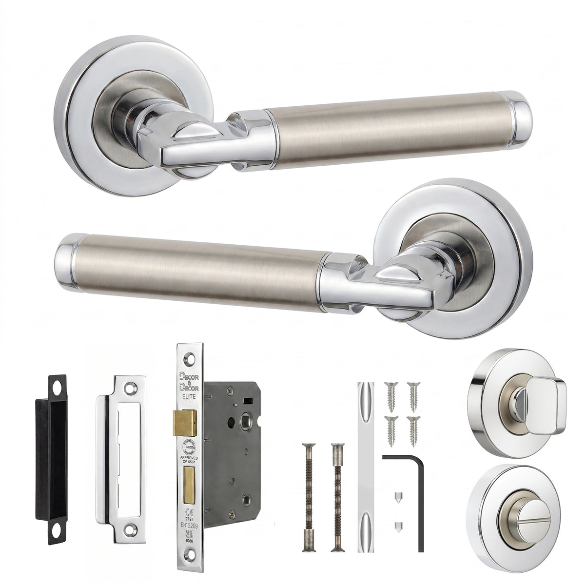 Enigma Duo Finish Bathroom Door Lever Handles - Bathroom Kit Set