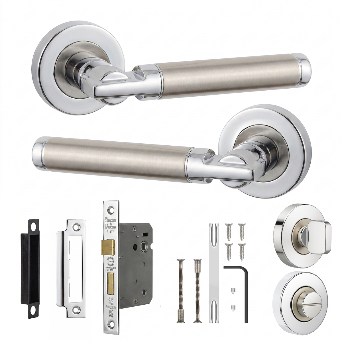 Enigma Duo Finish Bathroom Door Lever Handles - Bathroom Kit 76mm