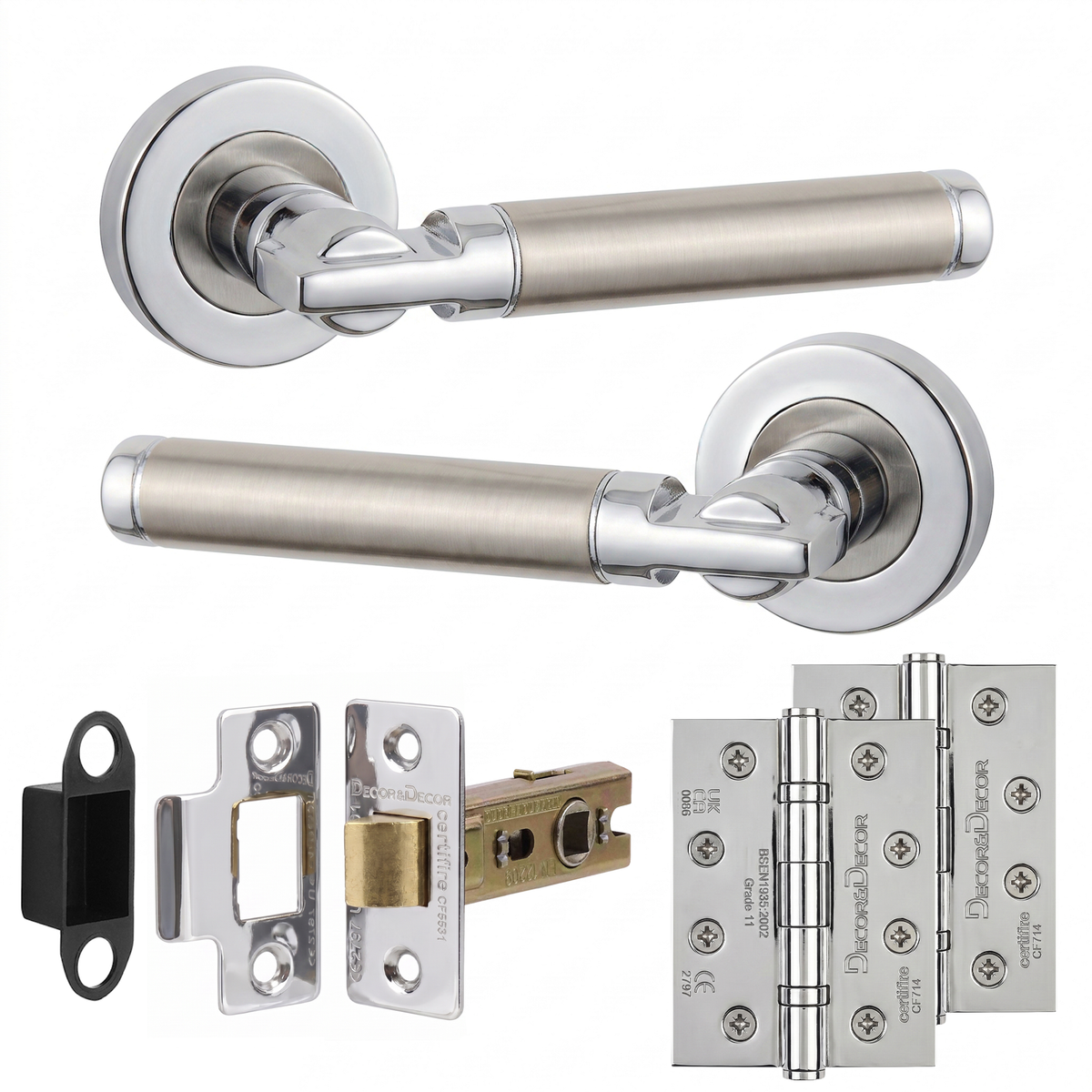 Enigma Duo Finish Passage Door Lever Handles - Hinge Kit 102mm