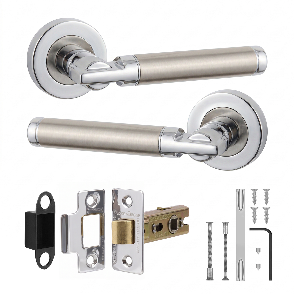 Enigma Duo Finish Passage Door Lever Handles - Latch Kit 76mm