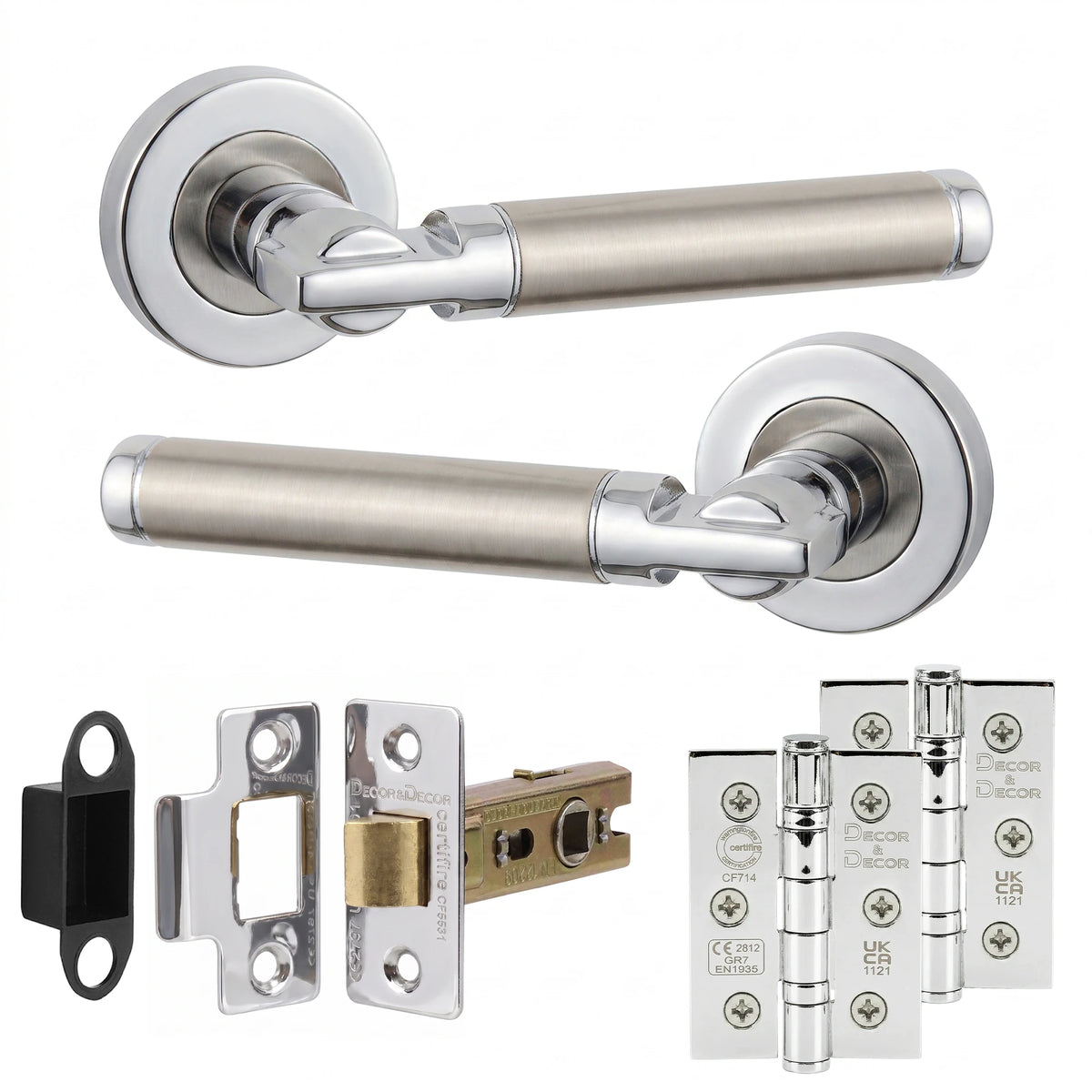 Enigma Duo Finish Passage Door Lever Handles - Latch And Hinge Set