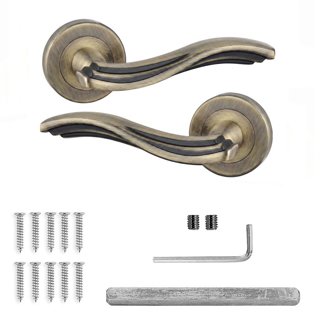 Solace Antique Brass Door Lever Handles Pair Handles