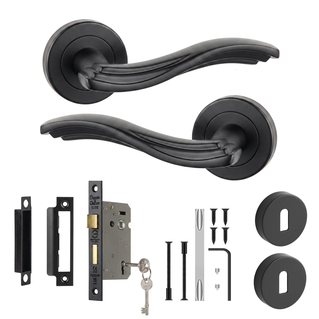 Solace Matt Privacy Door Lever Handles Sash Lock Kit 64mm