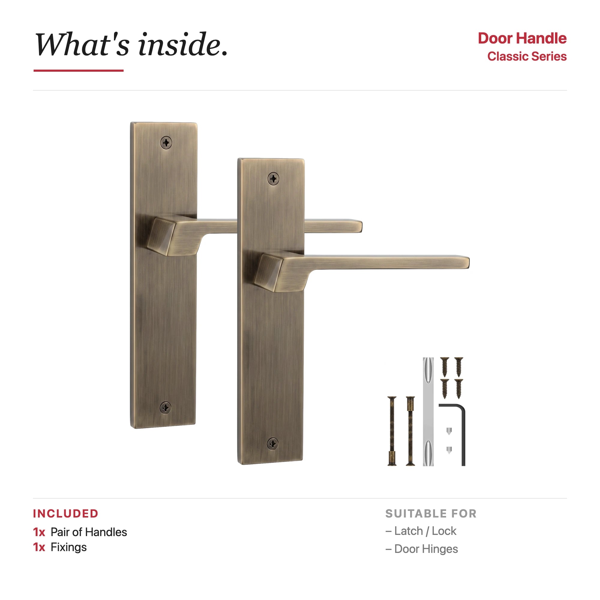 Spectra  Door Handle on Backplate – showing what's included in the box
