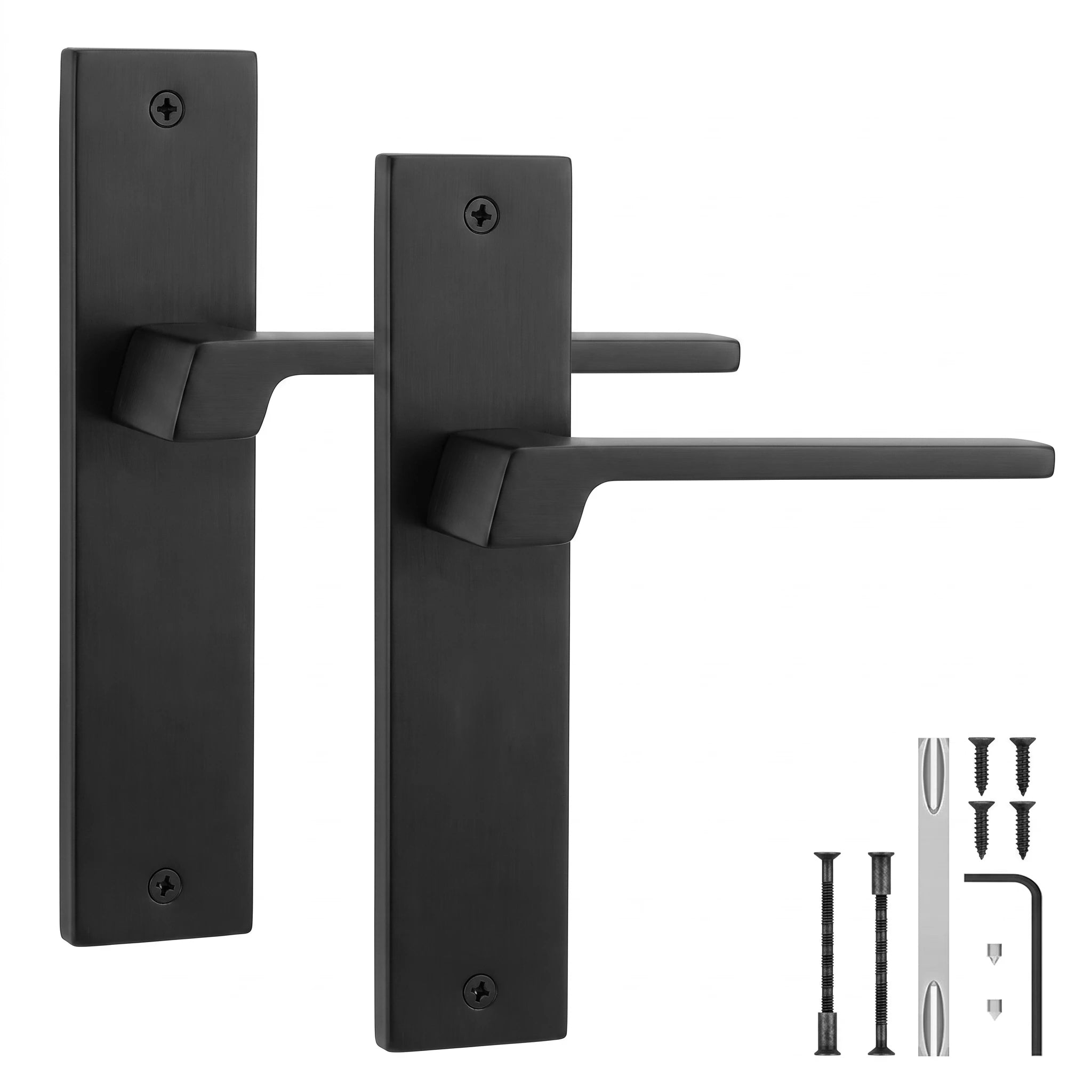 Spectra Door Handle on Backplate - Plain - Matt Black